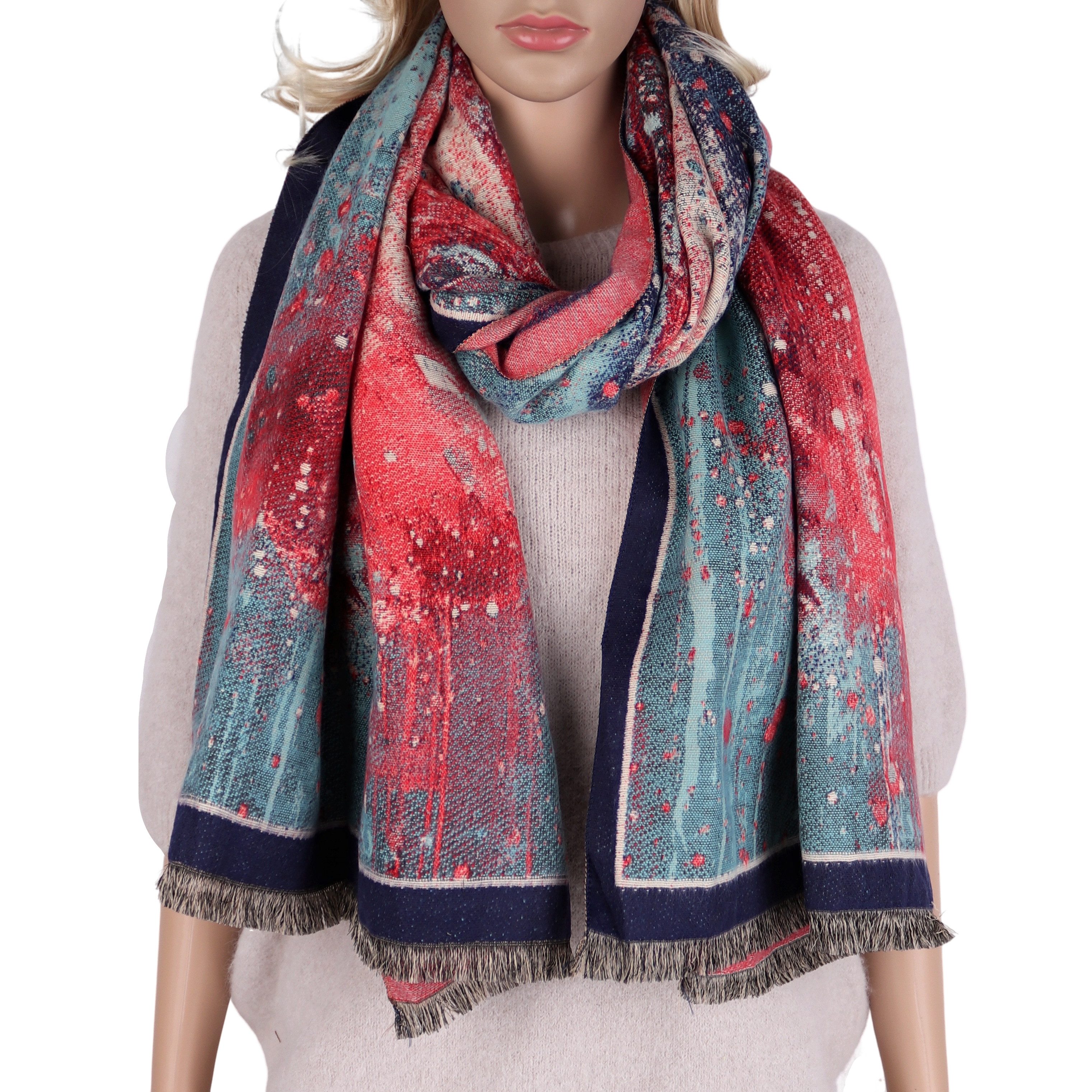 MIRROSI Modeschal weicher und warmer Schal ca.70x180cm, Gemälde Design, (Neue Kollektion Herbst/Winter 2025; ca. 400 Gramm), Damen Halstuch ideal für Herbst und Winter