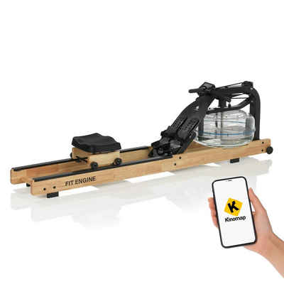FitEngine Rudergerät Wasserwiderstand Smart Holz/Schwarz 150kg