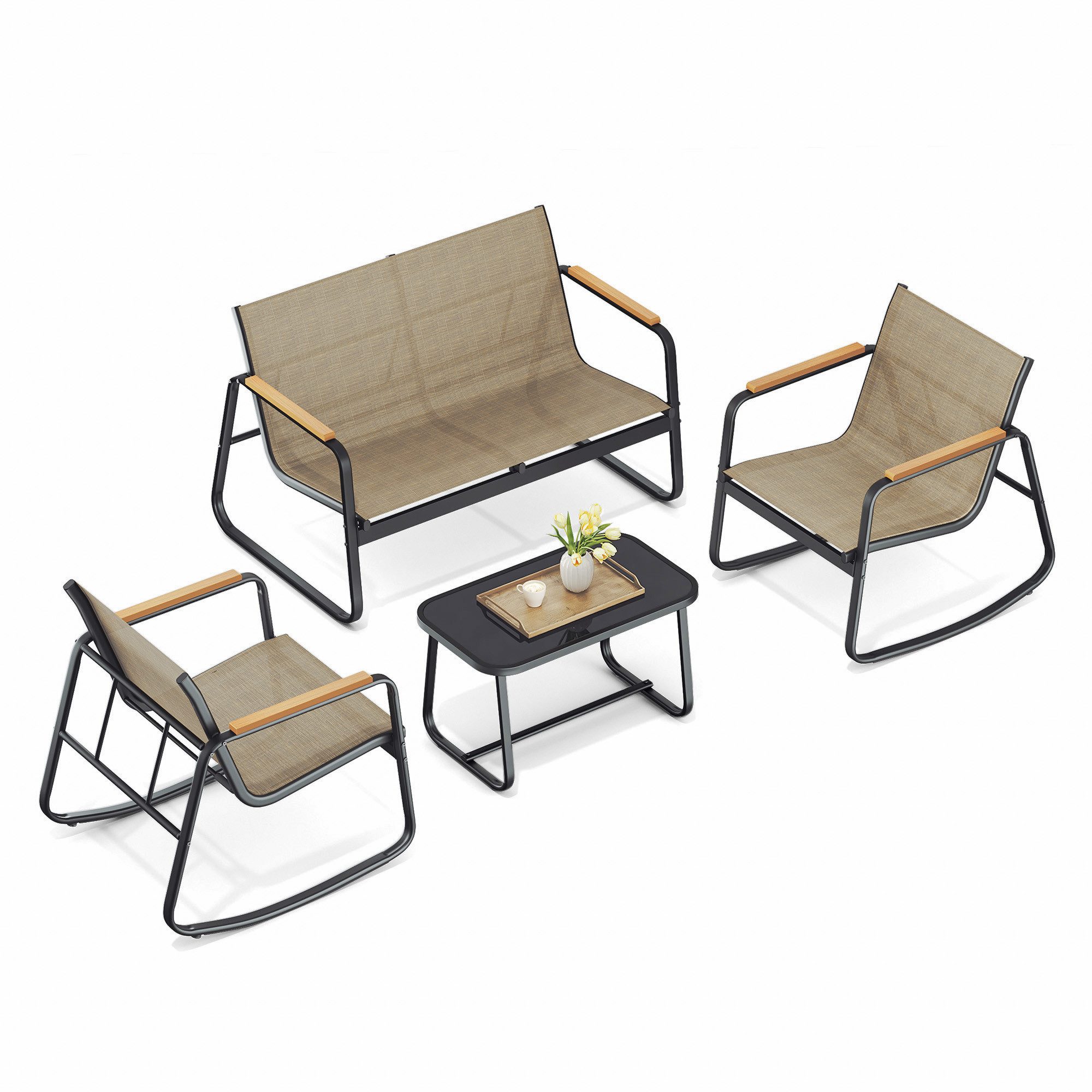 SONGMICS Gartenlounge-Set, (4-tlg), Balkonmöbel, Stahl