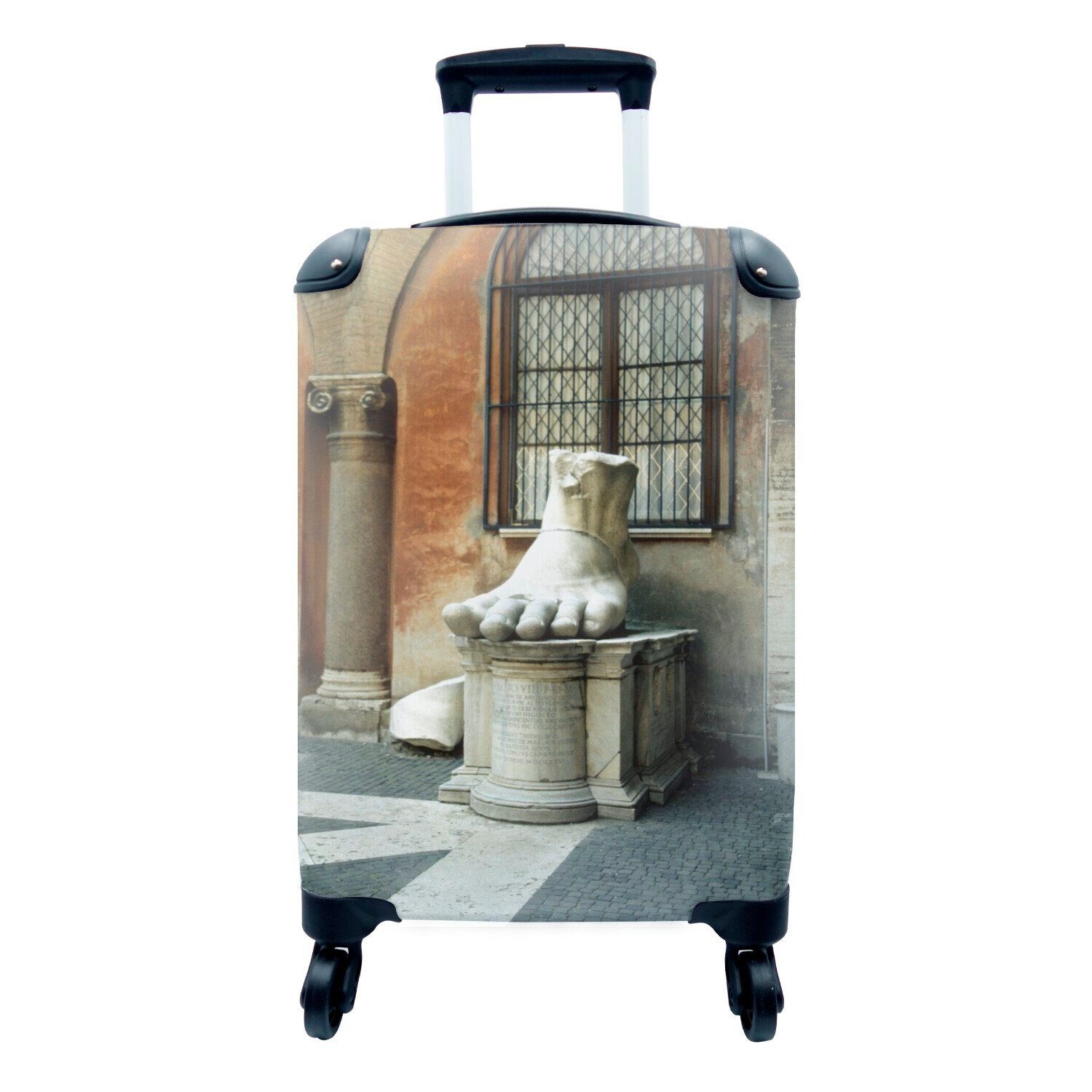 MuchoWow Handgepäckkoffer Statue eines großen Fußes, 4 Rollen, Reisetasche mit rollen, Handgepäck für Ferien, Trolley, Reisekoffer
