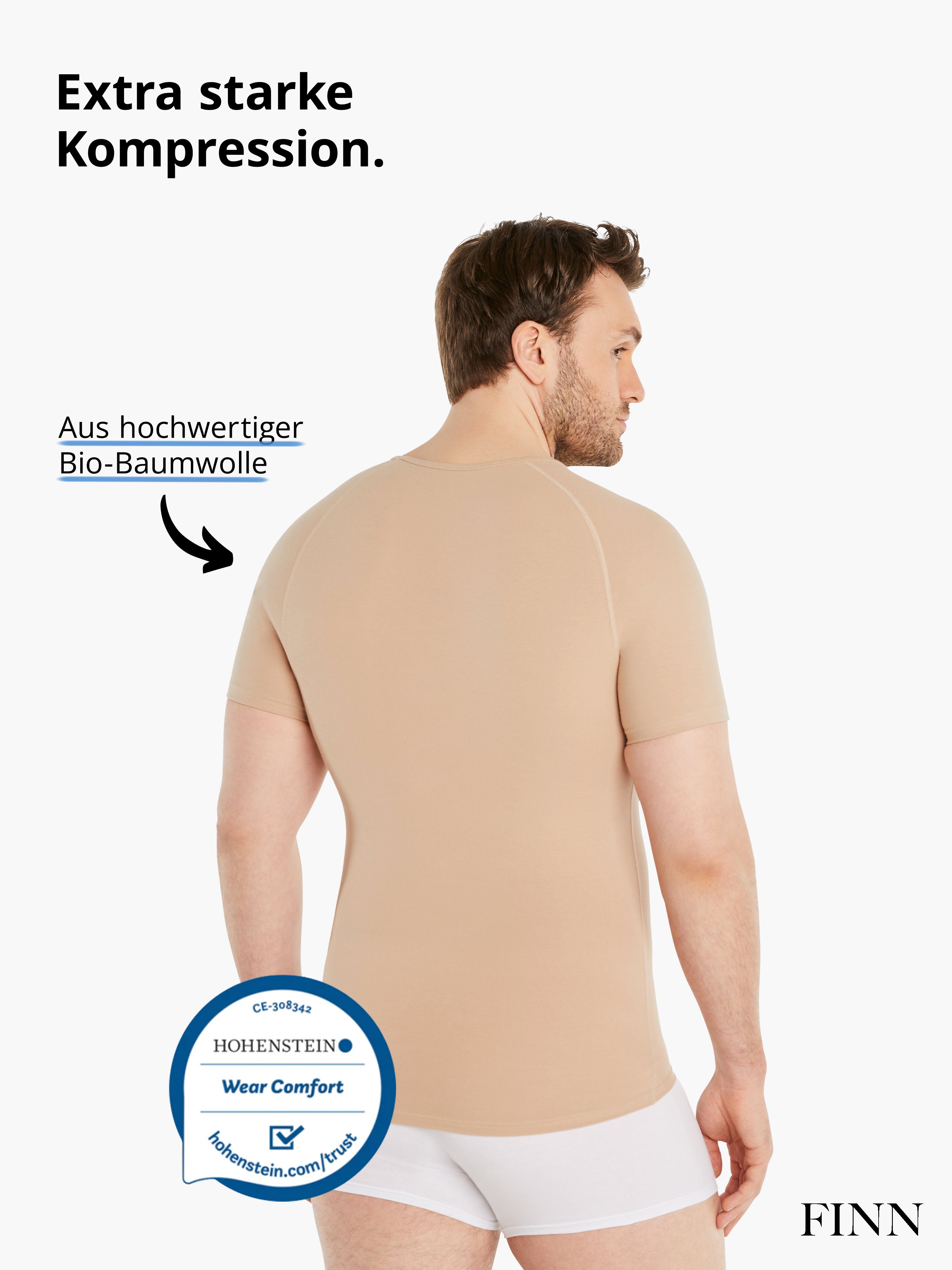 FINN Design Shapinghemd mit starker Kompression - Kurzarm Shirt Herren mit Bauchweg Effekt Shapewear Unterhemd aus Baumwolle für einen flacheren Bauch