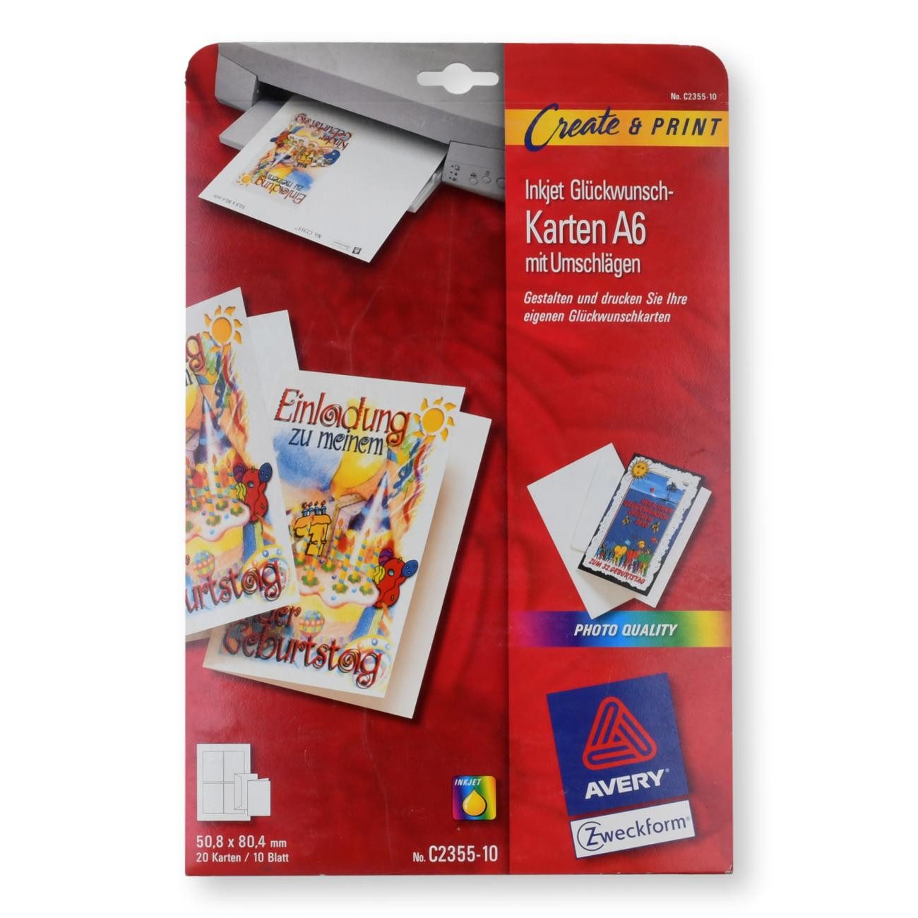Avery Zweckform Druckerpapier Inkjet Glückwunschkarten A6 mit Umschlägen