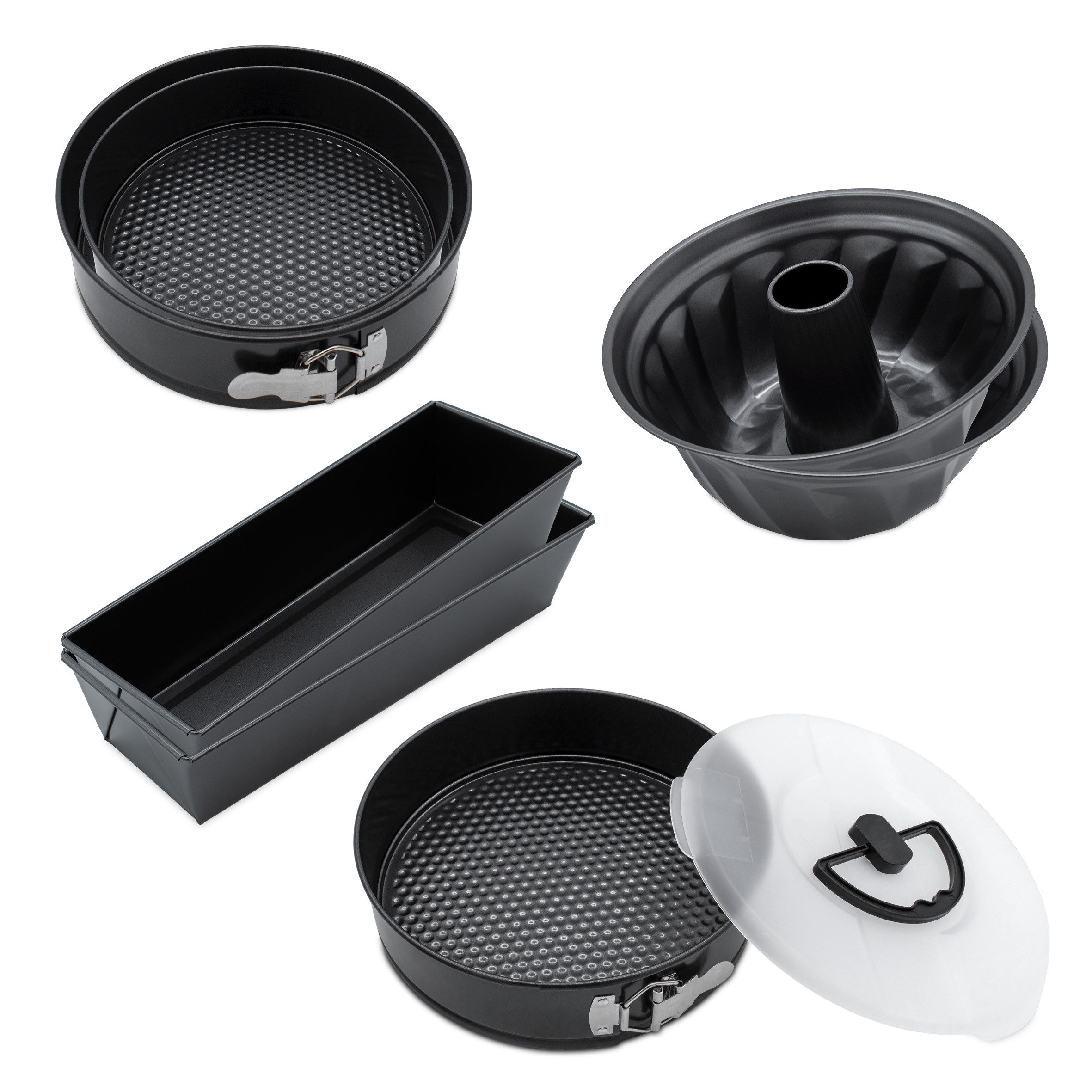 Spetebo Backform Sets grau mit Antihaftbeschichtung, (XXL Backset 7-teilig), 5 verschiedene Formen