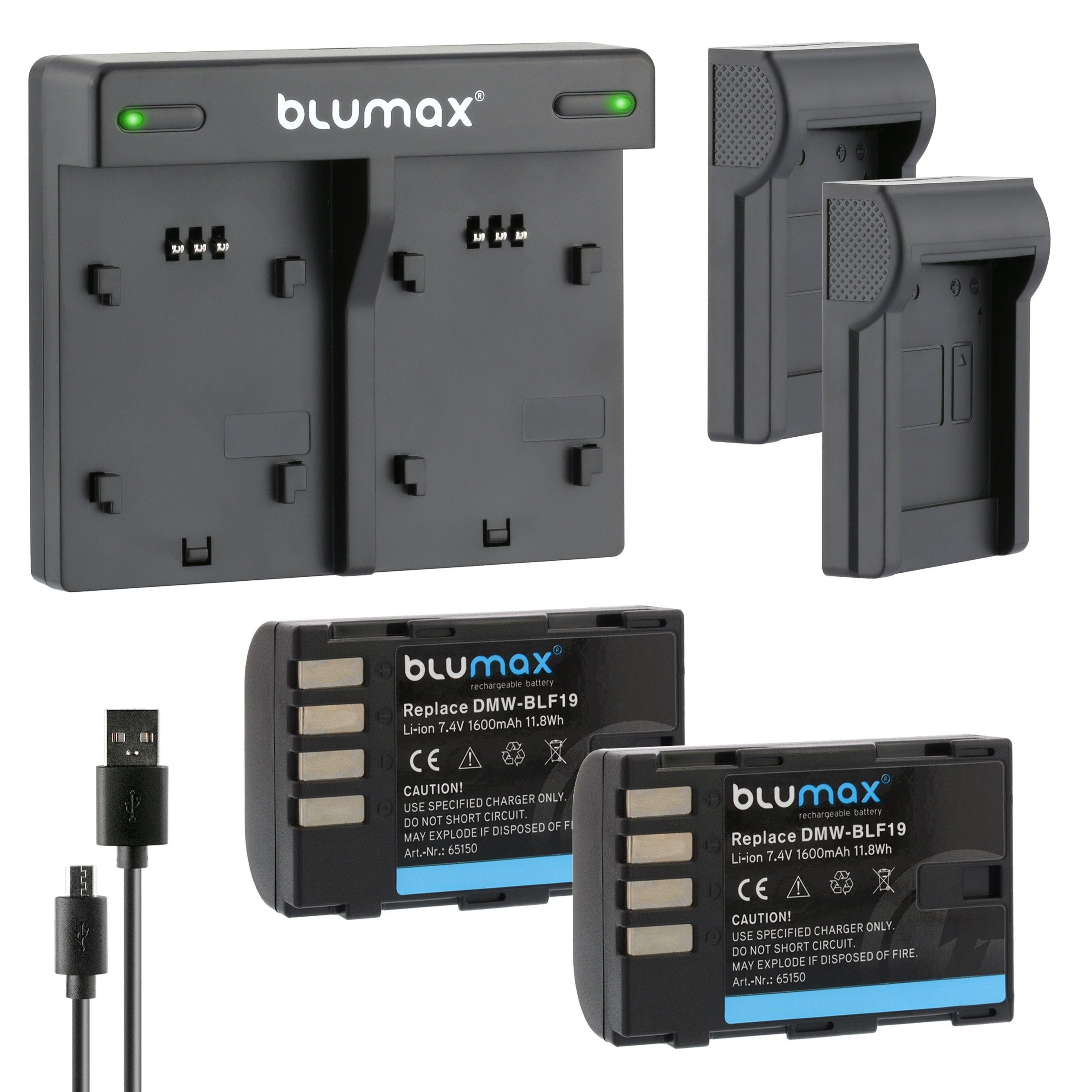 Blumax Set mit Lader Kamera-Akku mAh DMW-BLF19 Panasonic für 1600