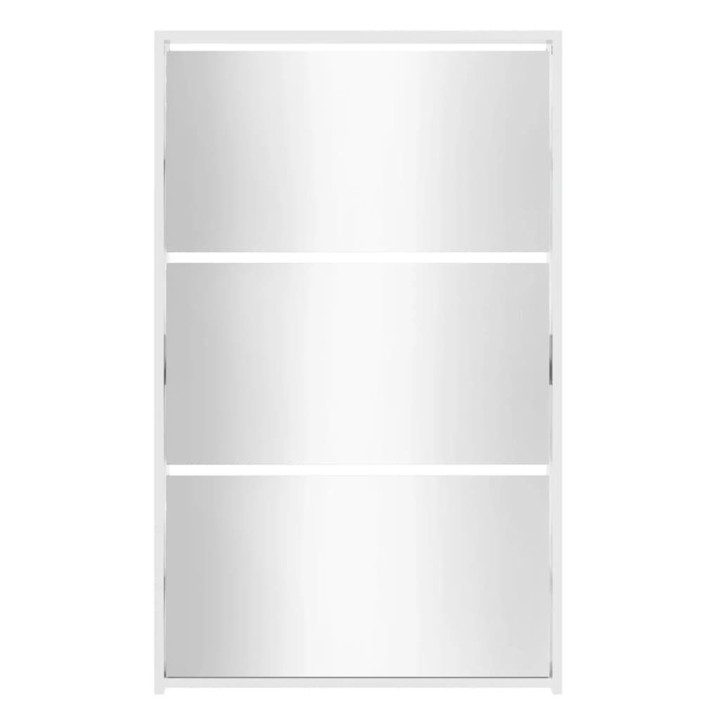 Hochglanz-Weiß 63x17x102,5 mit Schuhschrank 3 Fächer Spiegel furnicato cm