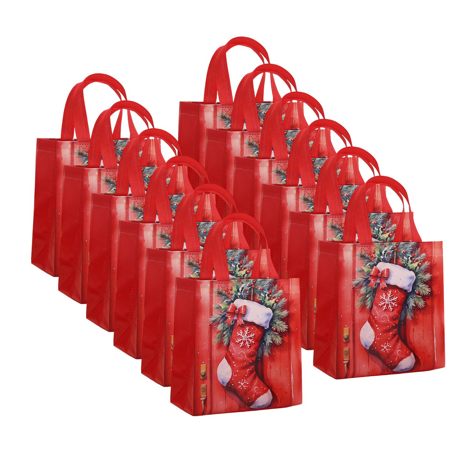 Coonoor Упаковочная бумага 12er-Pack Weihnachtsgeschenktaschen, wasser- und schmutzabweisende, (12St), Tragetaschen für Weihnachtseinkäufe und Geschenkverpackungen