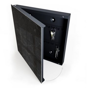 Primedeco Schlüsselkasten Magnetpinnwand und Memoboard mit Glasfront Motiv Dunkle Marmortextur (1 St)