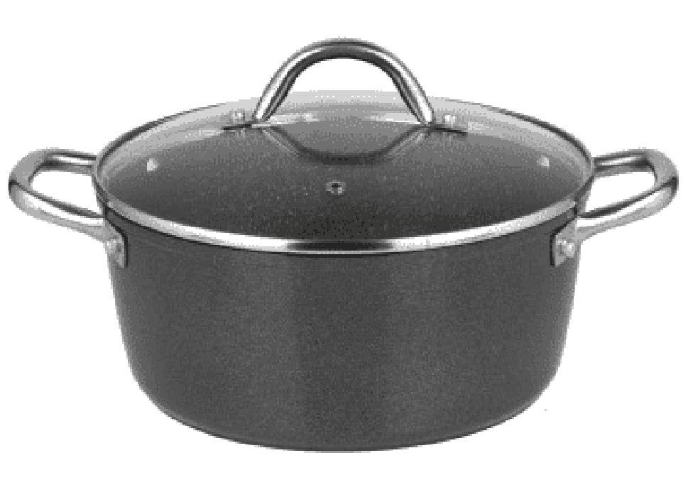 Michelino Kochtopf Kochtopf Fleischtopf mit Deckel Induktion Marmorbe, Aluminium (Modern)