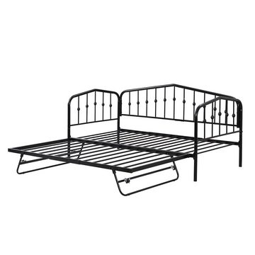 XDeer Schlafsofa Tagesbett Zwei-in-Eins-Schlafsofa mit Ausziehbett, Metallbett 90 (180) x 200cm Schwarz