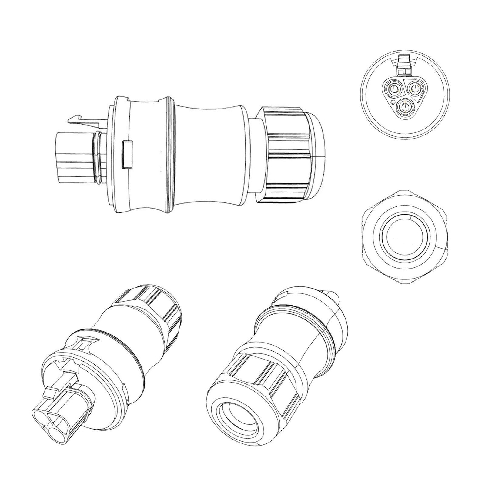 IntentGroup Gartenstecker Stecker Male IP68 Zugentlastung mit Schraubtechnik, schwarz (1-St) GESIS RST20i3 dreiadrig Wieland