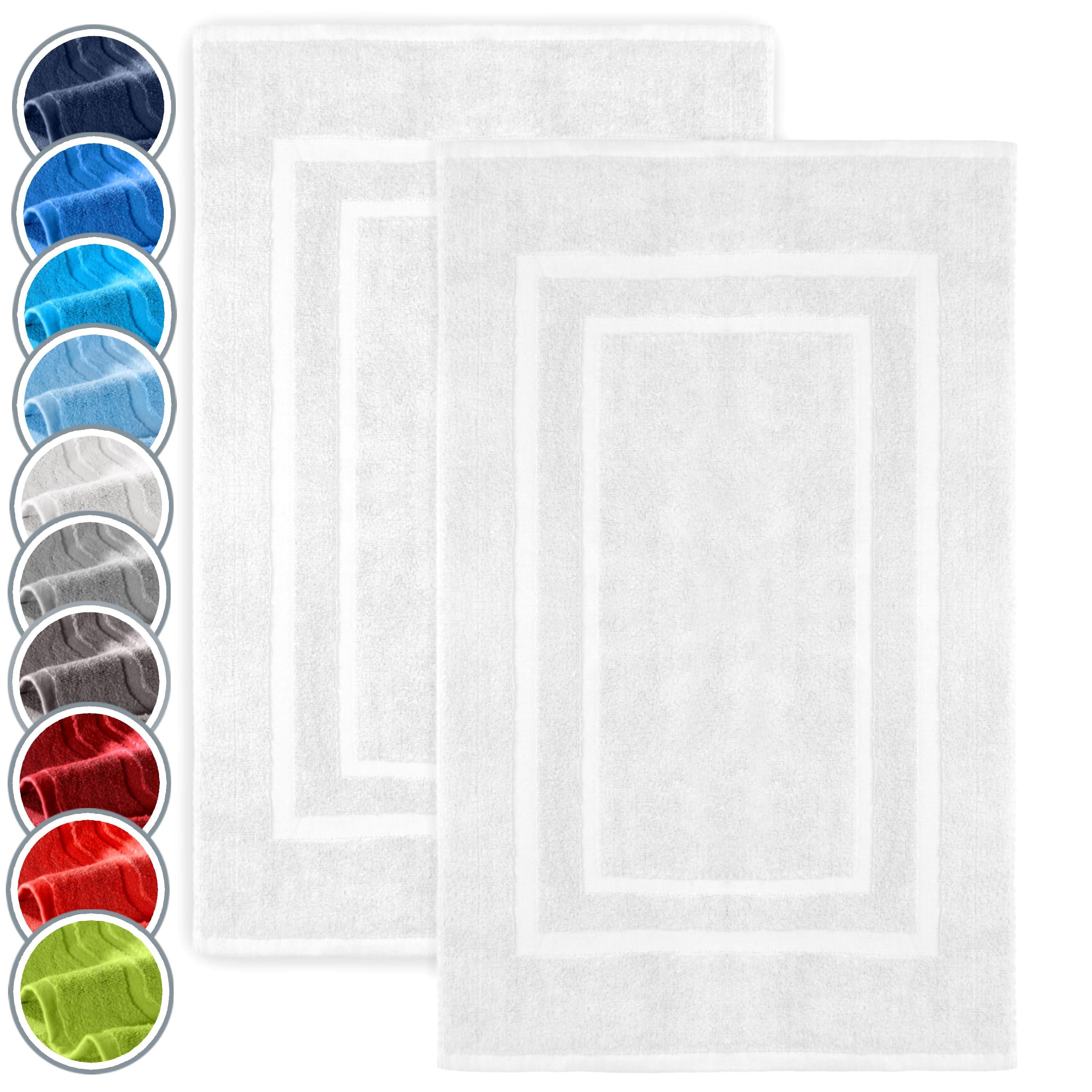 NatureMark Badematte 2er-Set Badvorleger 50x80cm, strapazierfähig, Baumwolle, rechteckig, Badematte 2-tlg., Duschmatte Duschvorleger, Premium Qualität, 50x80cm, Weiß