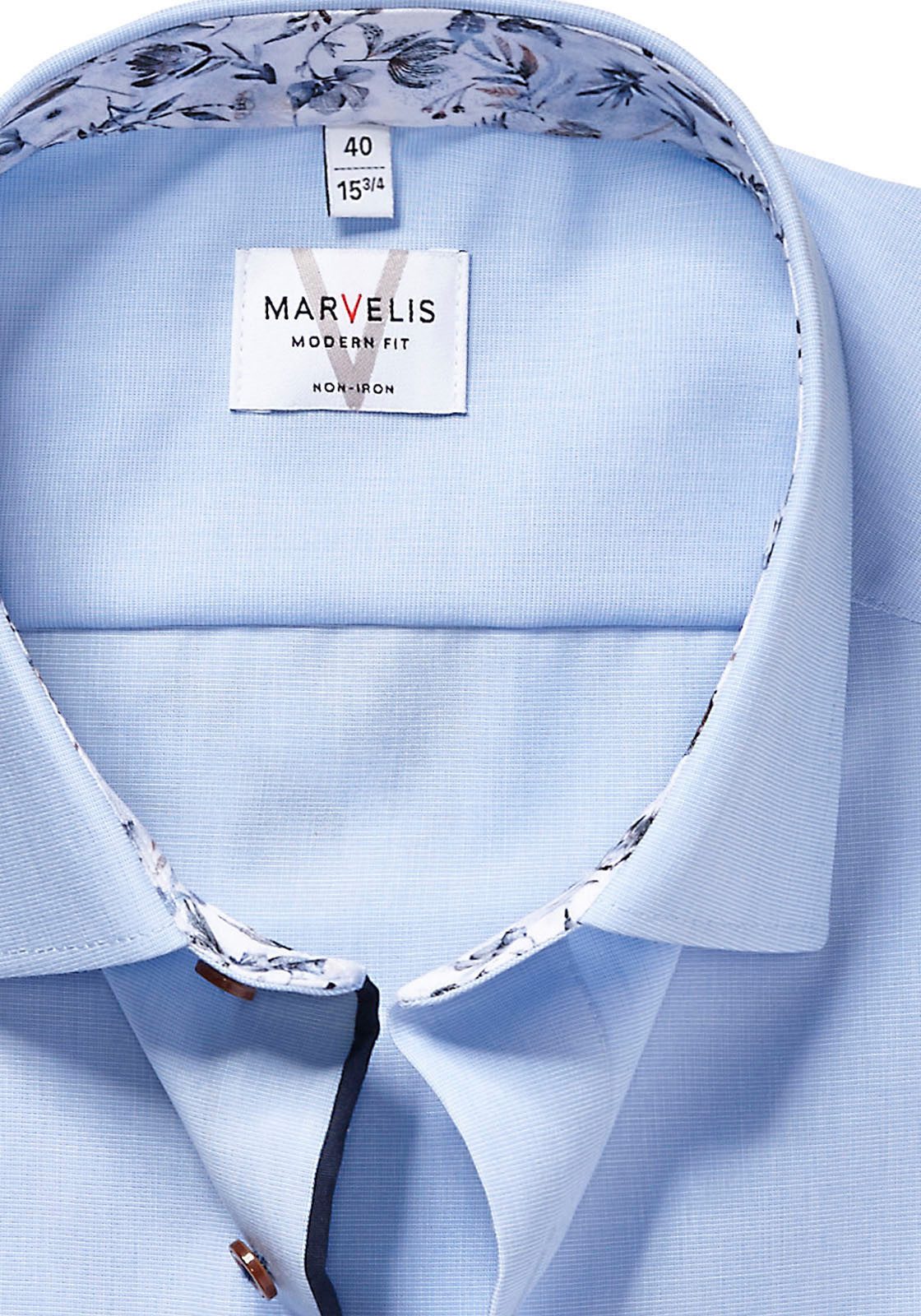 MARVELIS Kurzarmhemd mit New-Kentkragen, bügelfrei, modern fit