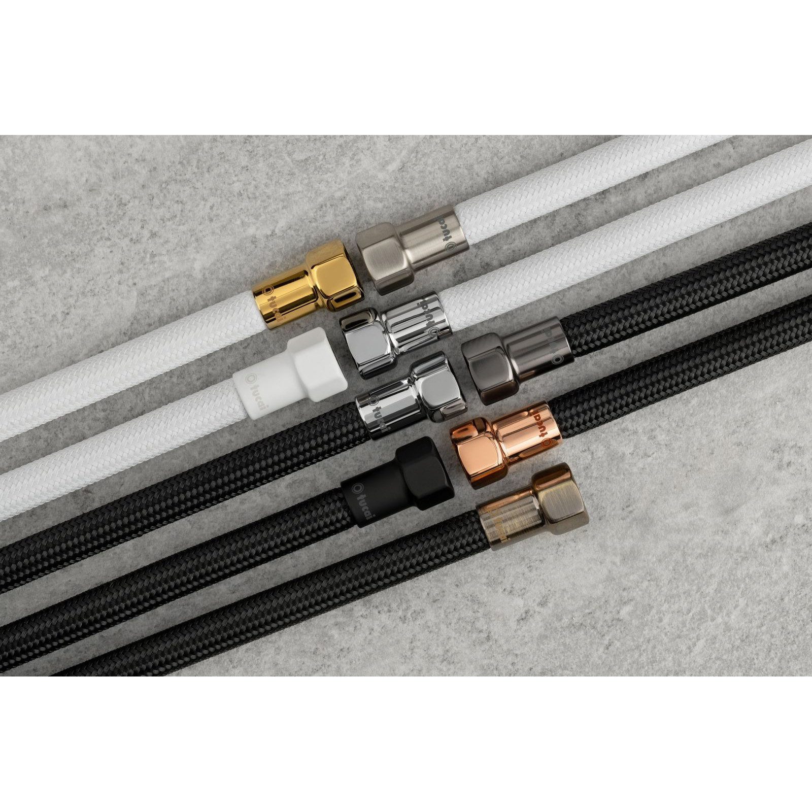TUCAI Flexschlauch 2x Flexschlauch DN8 IG 3/8"-M10x1 400mm Schwarz & Schwarzstahl
