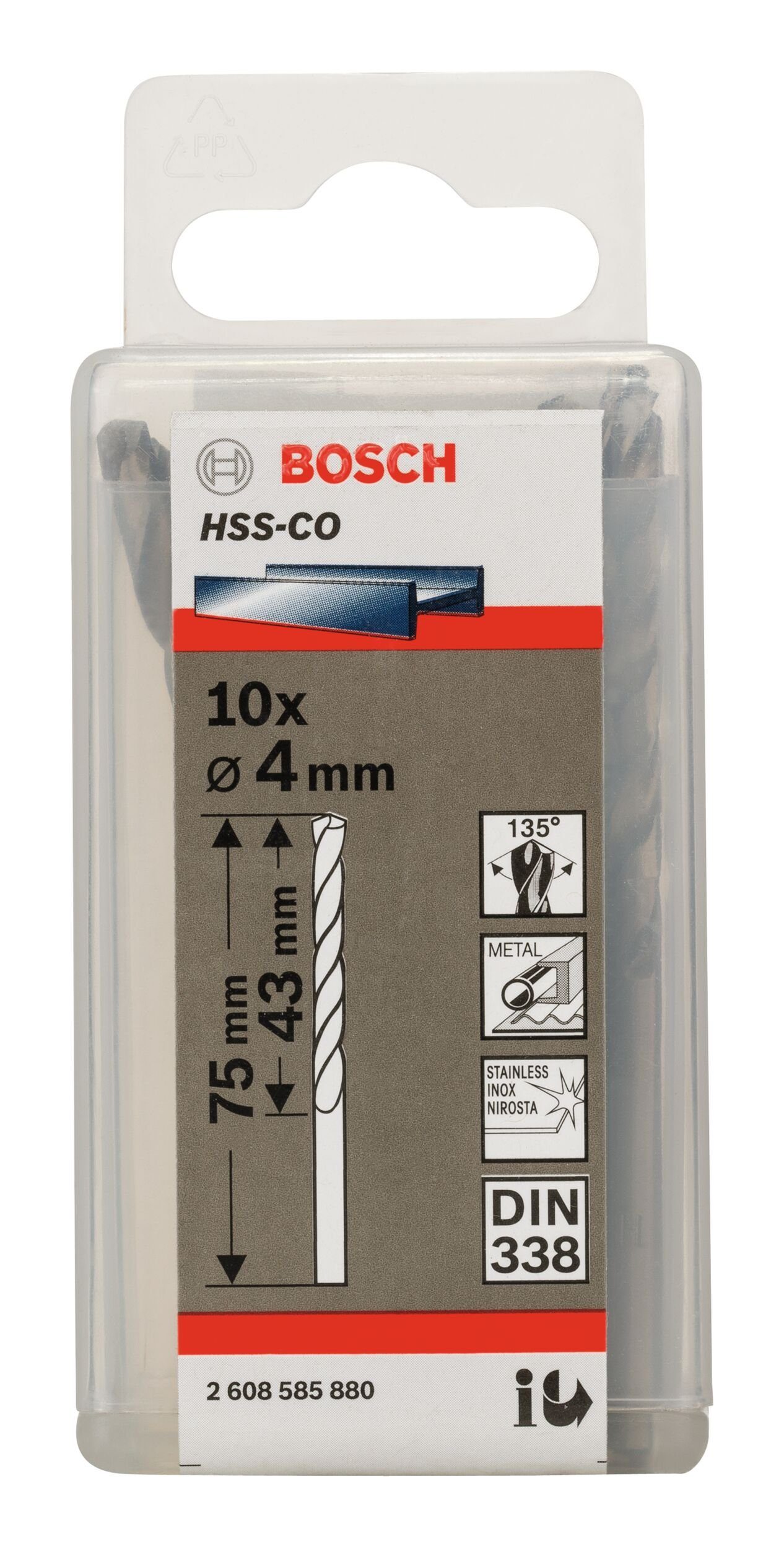 x (DIN 75 10er-Pack Stück), x (10 Metallbohrer, BOSCH 338) - mm HSS-Co 4 - 43