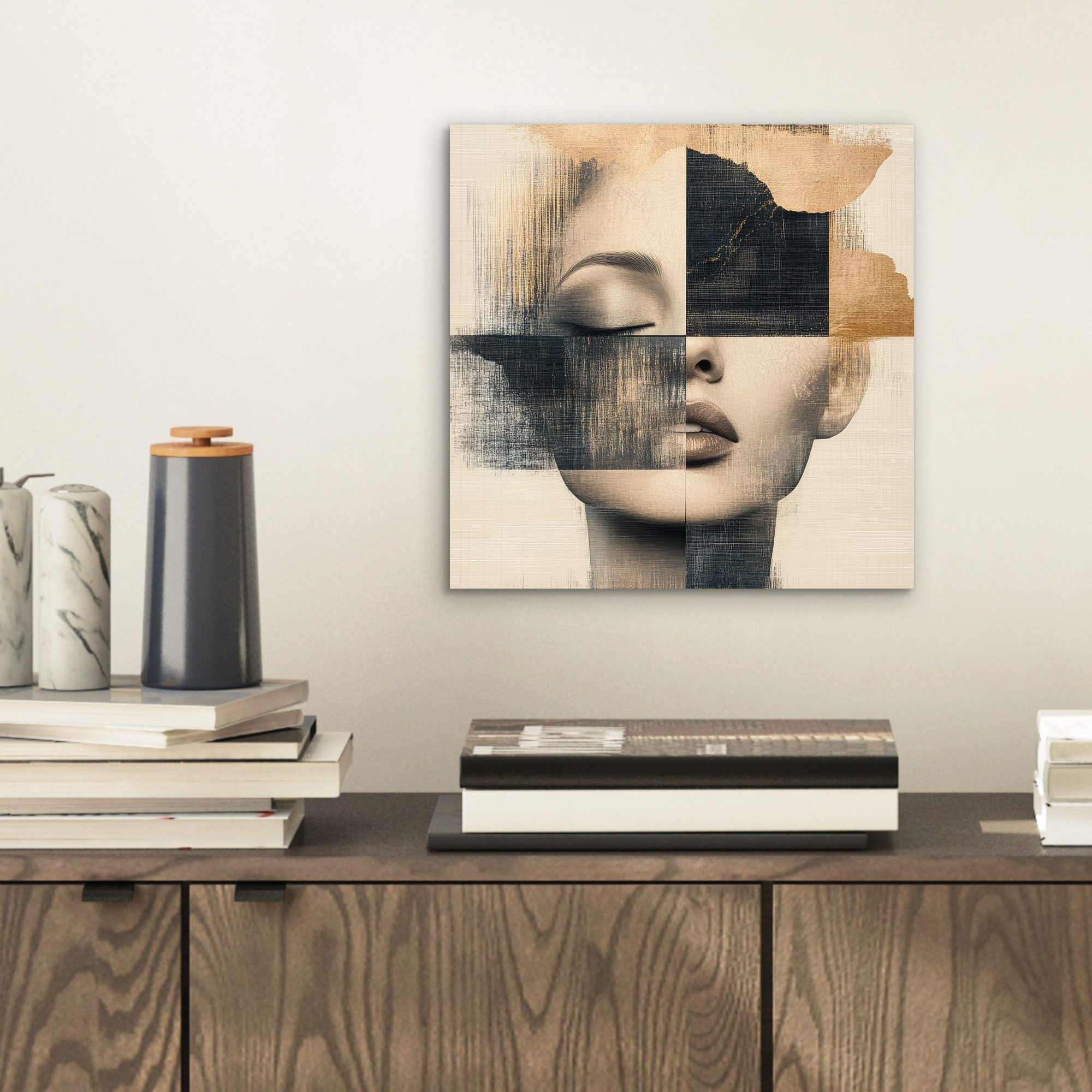 MuchoWow Metallbild Gold - Frau - Rechtecke, Inkl. Aufhängung, Alu-Dibond-D günstig online kaufen