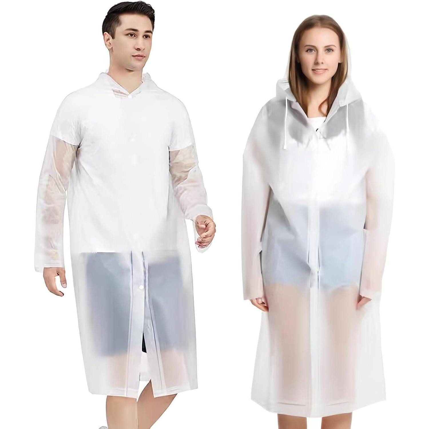 LuxusKollektion Regenmantel Regenponcho Wasserdicht Wiederverwendbar 2er L-5XL Große Größen Weiß