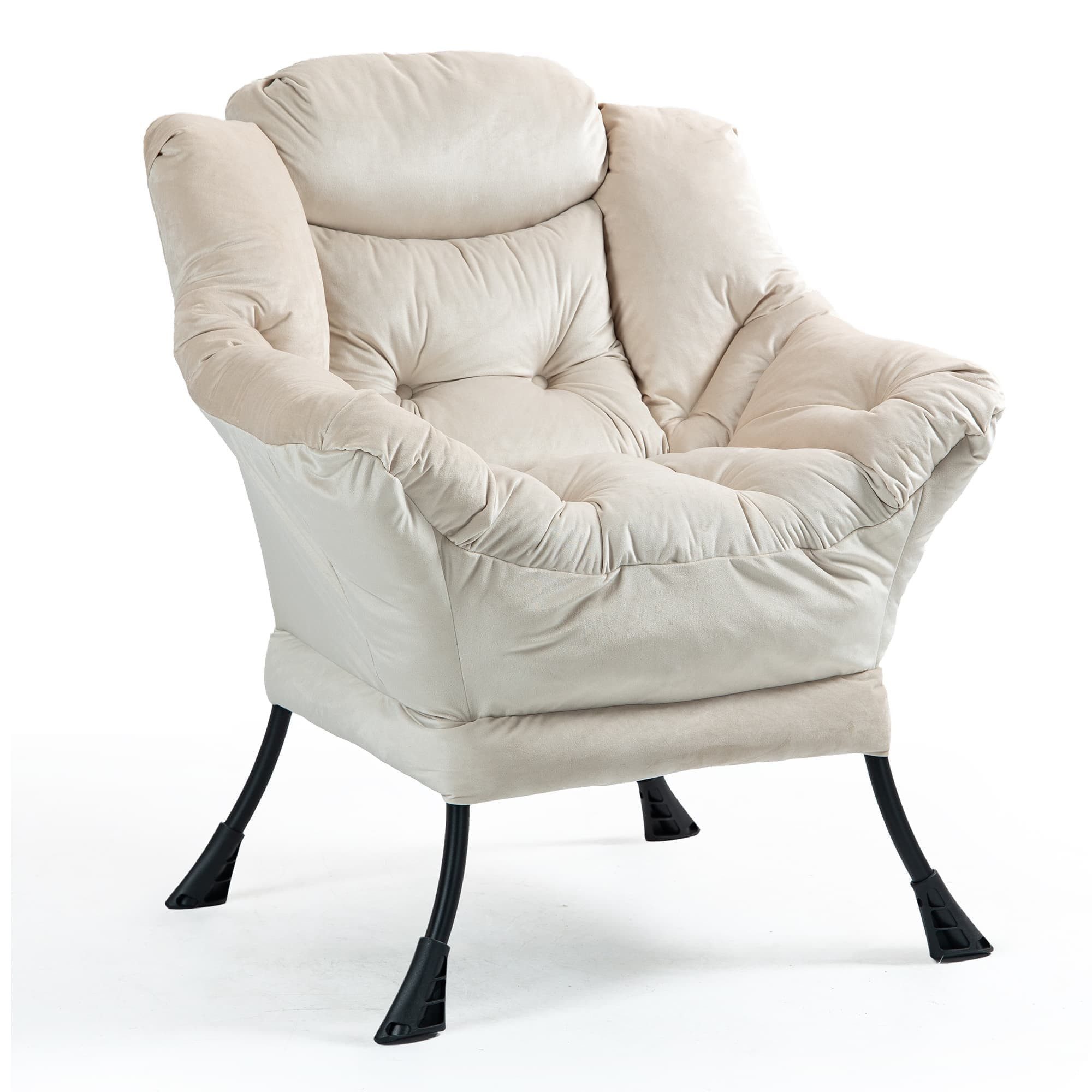 ANYSUN Loungesessel Relaxsessel aus Samt mit Nackenstütze, ergonomisch weich gepolstert (Sessel mit optionalem Fußhocker, Relaxsessel), Kompakter Relaxsessel 75 x 80 x 85 cm, wahlweise mit Fußhocker