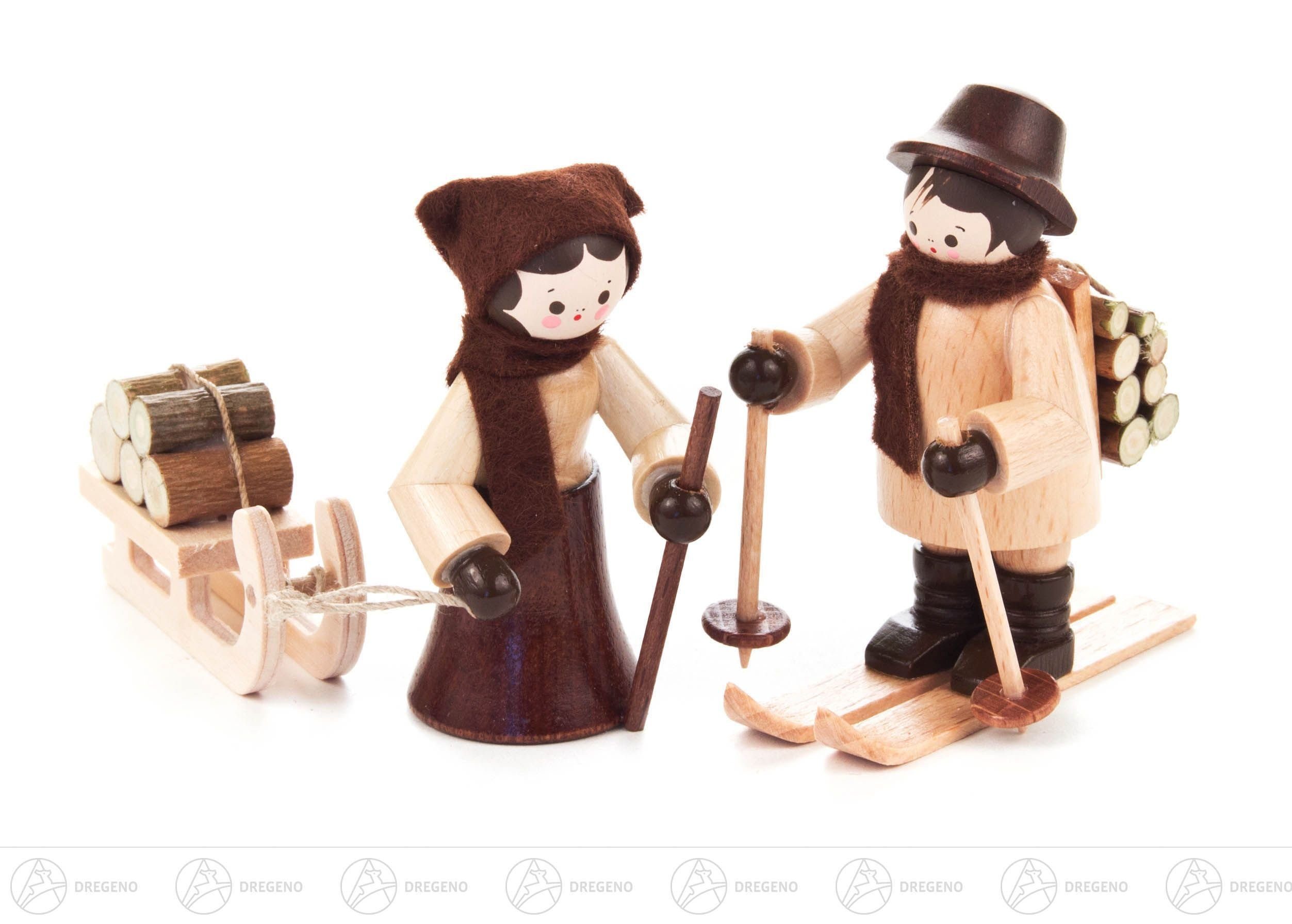 Dregeno Erzgebirge Weihnachtsfigur Miniatur Holzleute natur Höhe ca 6 cm NEU