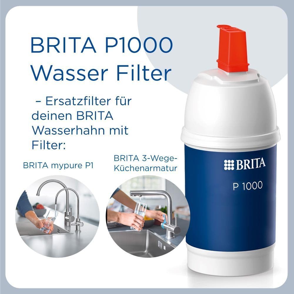BRITA Wasserfilter P1000, Zubehör für für BRITA Armaturen, reduziert Kalk, Chlor, Blei & Kupfer im Leitungswasser