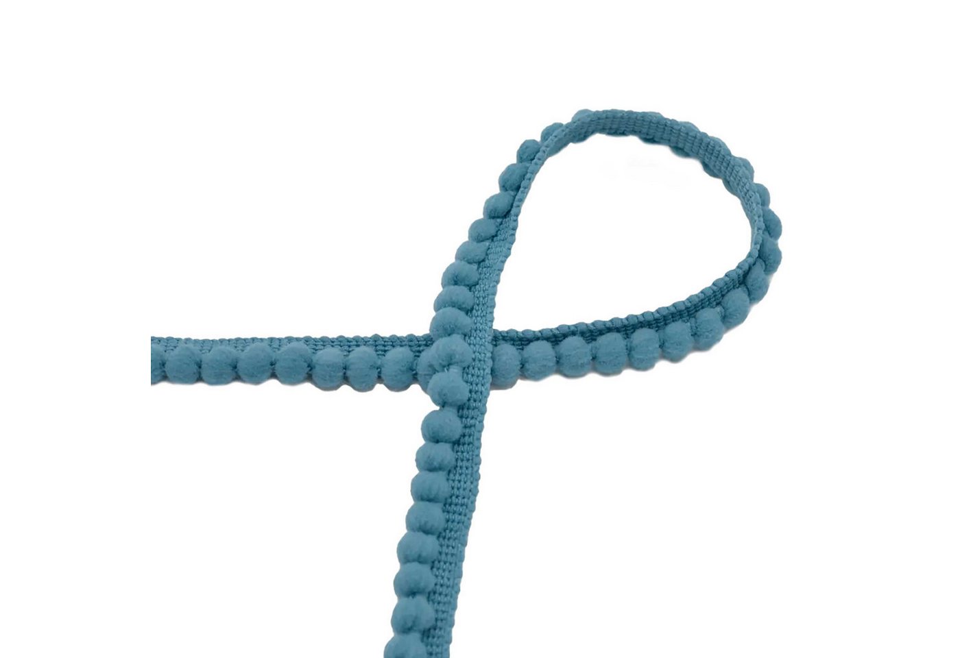 Thumbnail - maDDma Kordel Bommelborte Mini 25m x 11mm uni Bommelgröße 6mm Pomponband, jeansblau