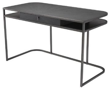 Casa Padrino Schreibtisch Luxus Schreibtisch mit Schublade und abnehmbaren Regalaufsatz Dunkelgrau 130 x 60 x H. 75 cm - Büromöbel