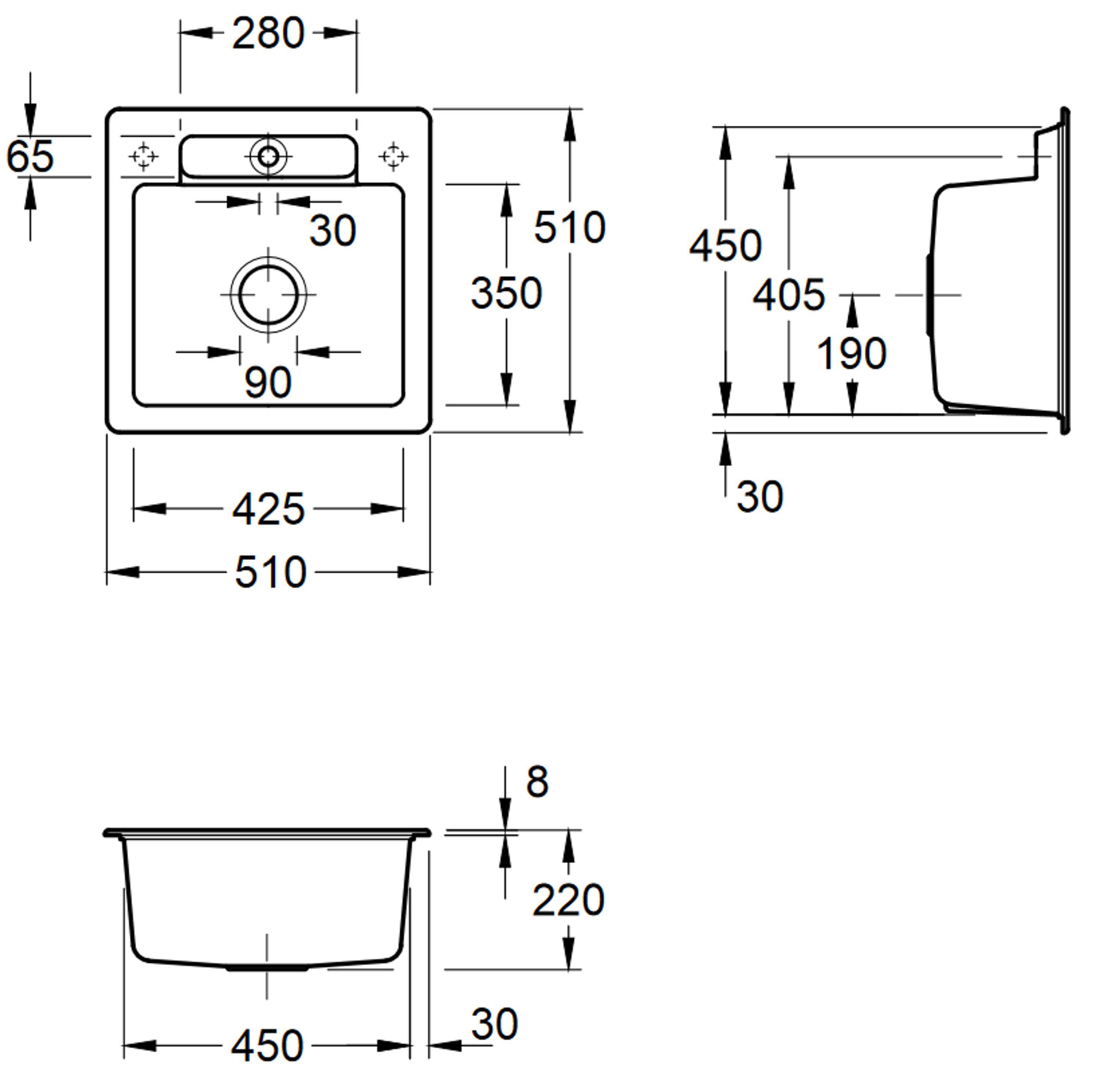 3345 Quadratisch, 02 drehbar Boch Küchenspüle TitanCeram, cm, Serie, Villeroy 51/22 Siluet flexibel & KD,