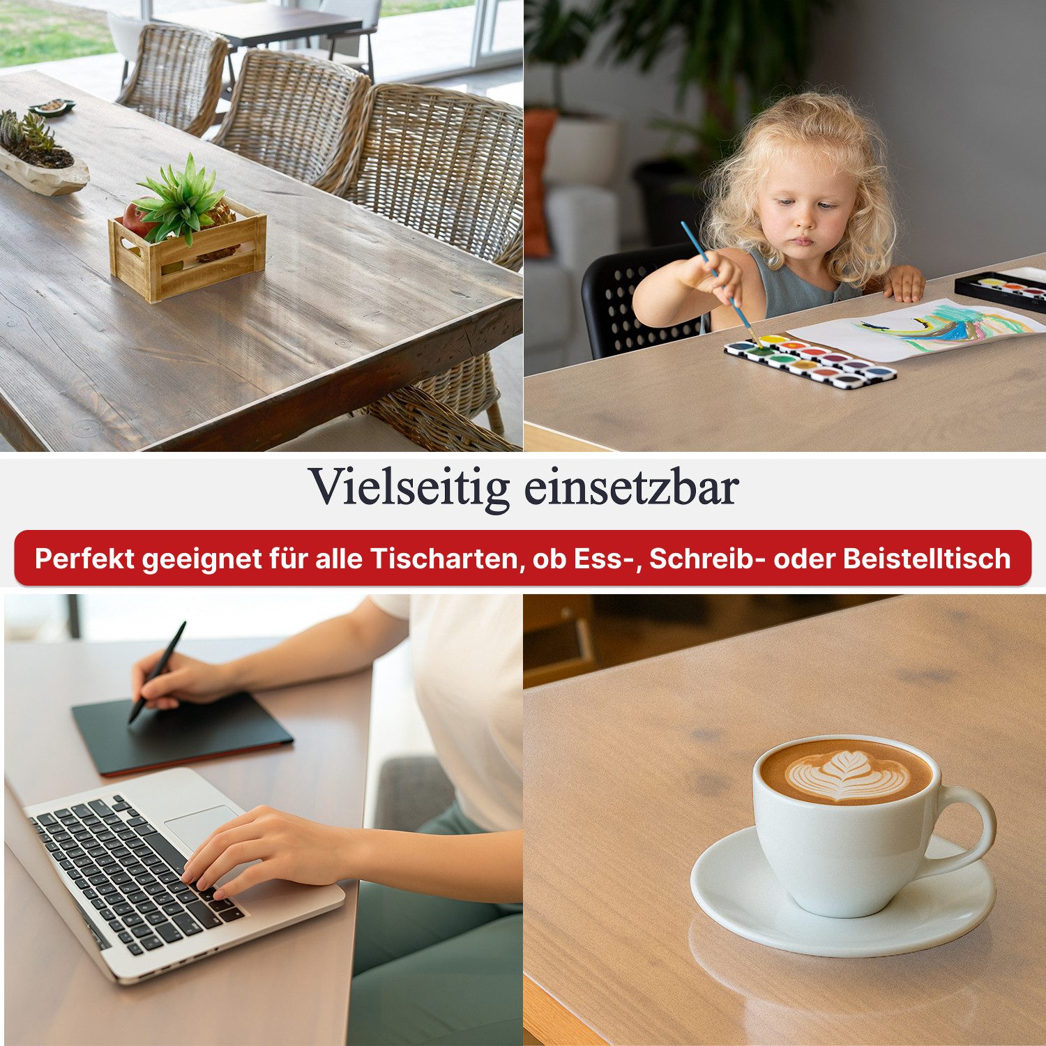 Ertex Tischdecke transparent tischdecke 2,2 mm – Tischfolie & klarer Tischschutz