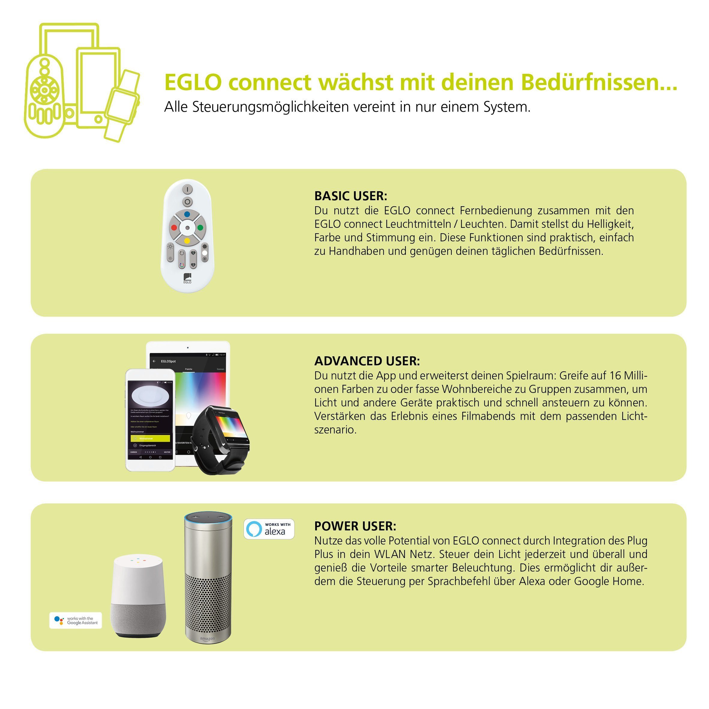 EGLO LED Deckenleuchte Savatarila-c, Leuchtmittel inklusive, Deckenlampe in Schwarz, Farbtemperaturwechsel, RGB, dimmbar, 45 cm