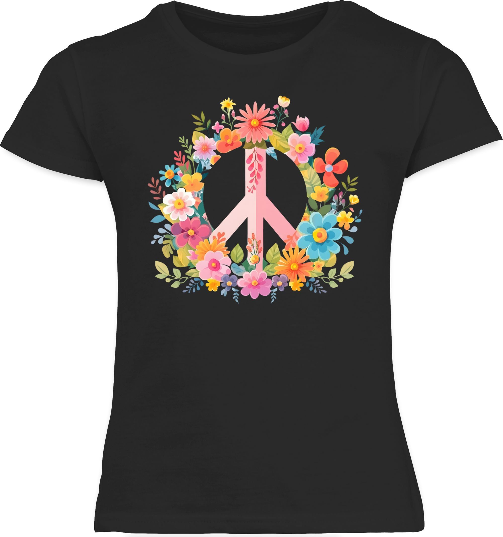 Shirtracer T-Shirt Peace Zeichen I Peacezeichen I Frieden I Hippie Flower Power I 60er I Statement