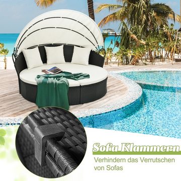 COSTWAY Sonneninsel, mit einziehbarem Dach, Kissen, Loungebett Rattan