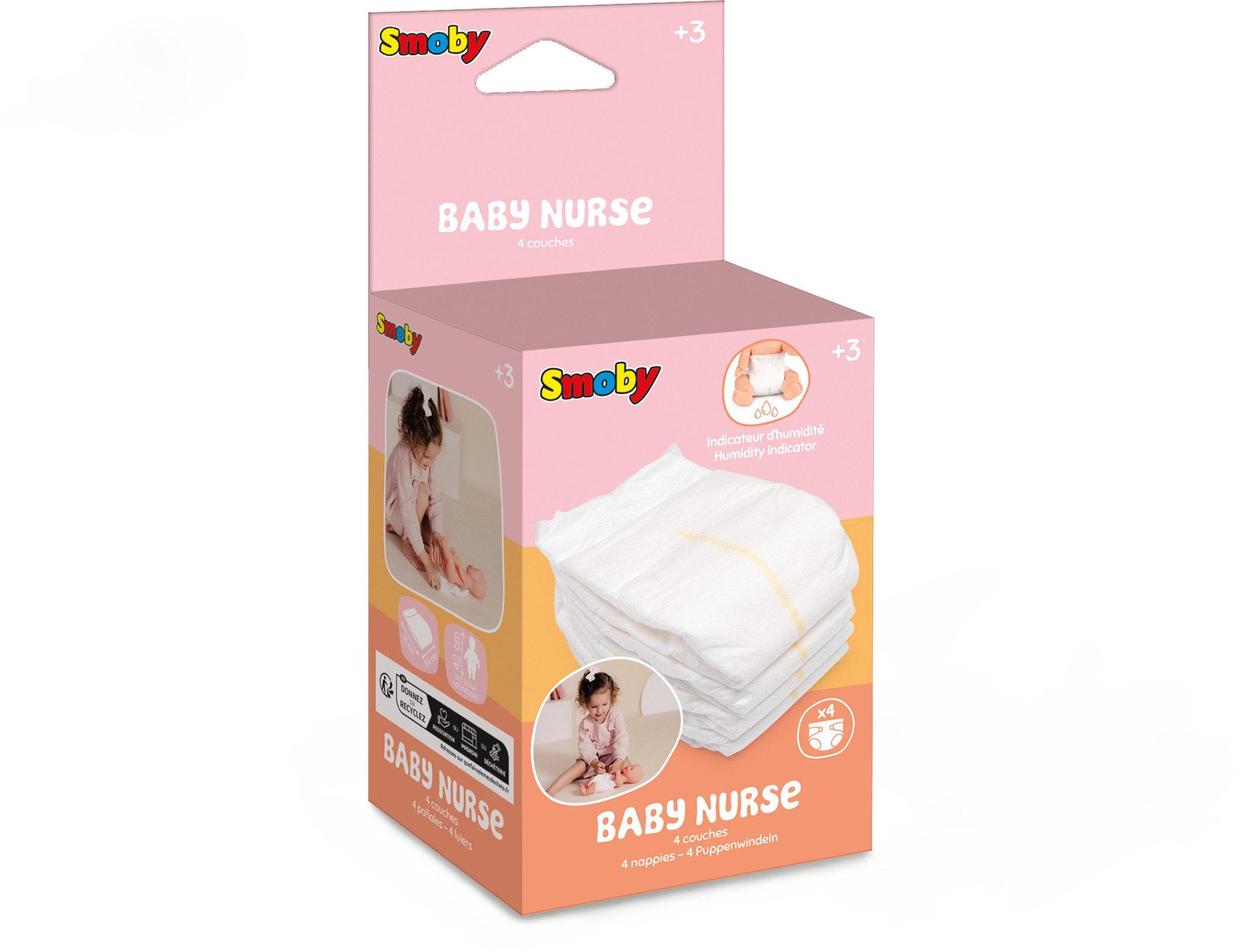 Smoby Puppen Windeln Puppe Zubehör Baby Nurse 4 Puppenwindeln Puppen bis 50 cm 7600220384