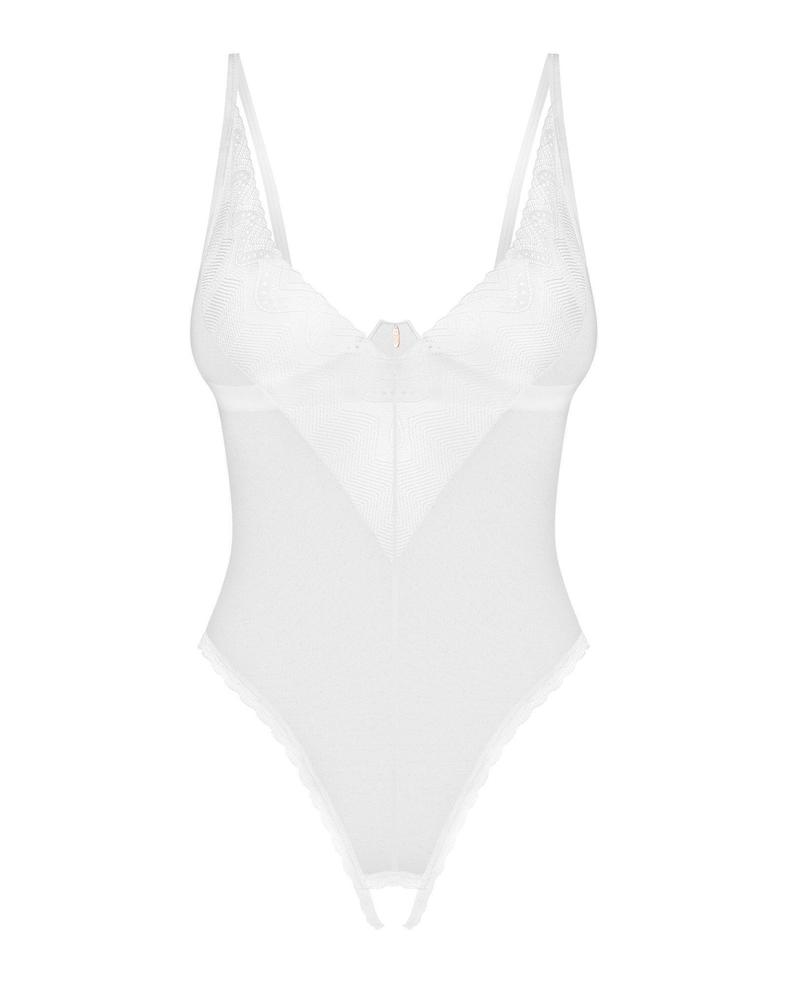 Obsessive Body Alissium transparenter Body ouvert - weiß (1-tlg) Einladend offen im Schritt