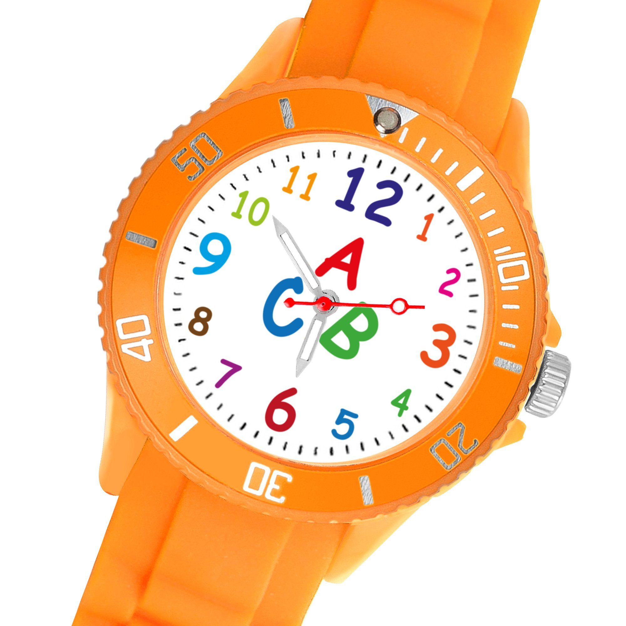 Taffstyle Quarzuhr Kinder Armbanduhr Silikon Lernuhr Zahlen Uhr Bunt, Bunte ABC Silikonuhr Farbige Sportuhr Kinderuhr 34mm Analog Quarz