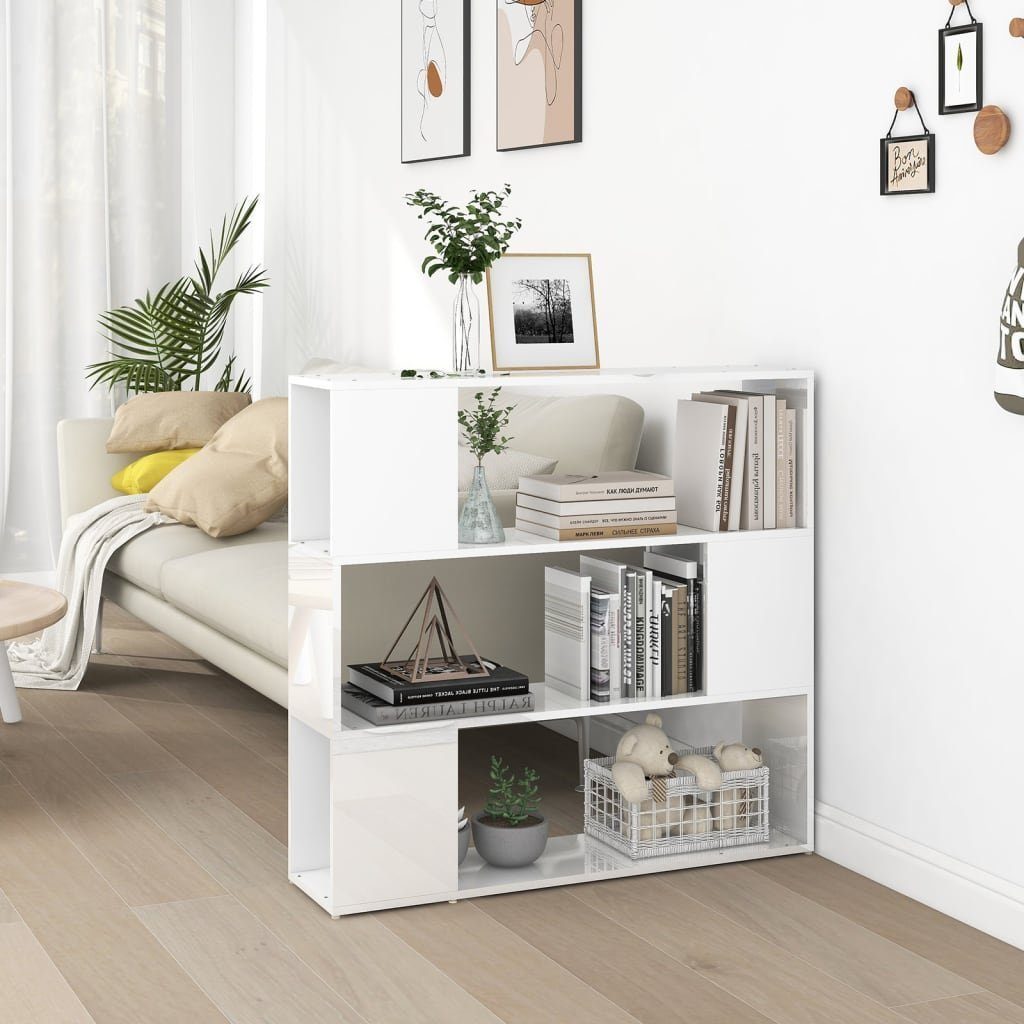 furnicato Bücherregal Raumteiler Hochglanz-Weiß 100x24x94 cm