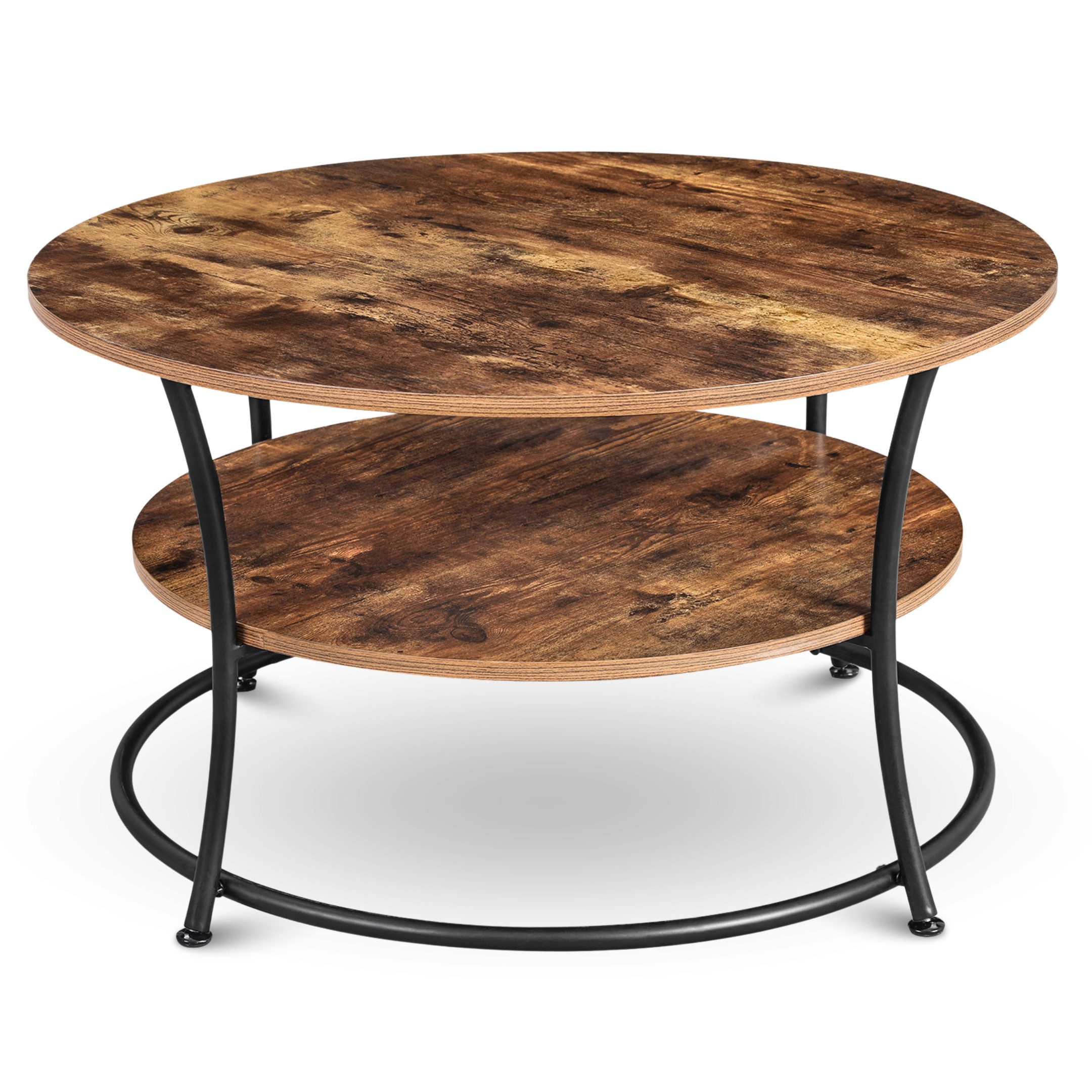 Couchtisch Lillie runder Wohnzimmertisch mit Ablage I Beistelltisch Vintage-Look