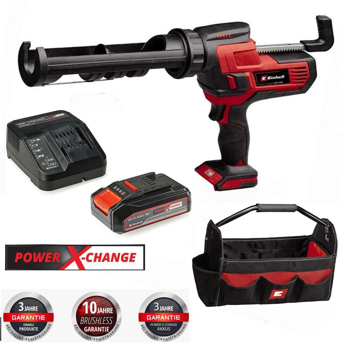 Einhell Akku-Kartuschenpistole Kartuschenpistole TE-SG 18/10 Li +2.5 Ah Akku & Ladegerät + Bag