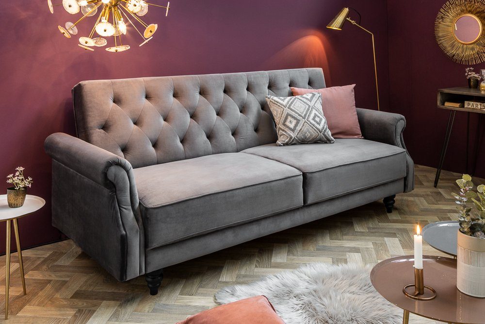 riess-ambiente Sofa »MAISON BELLE AFFAIRE 220cm grau«, 1 Teile, mit  Bettfunktion