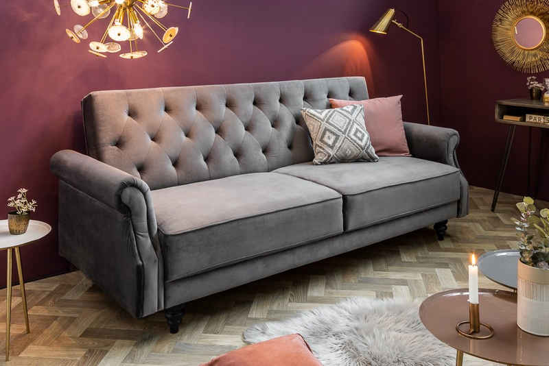 riess-ambiente Sofa MAISON BELLE AFFAIRE 220cm grau, 1 Teile, mit Bettfunktion