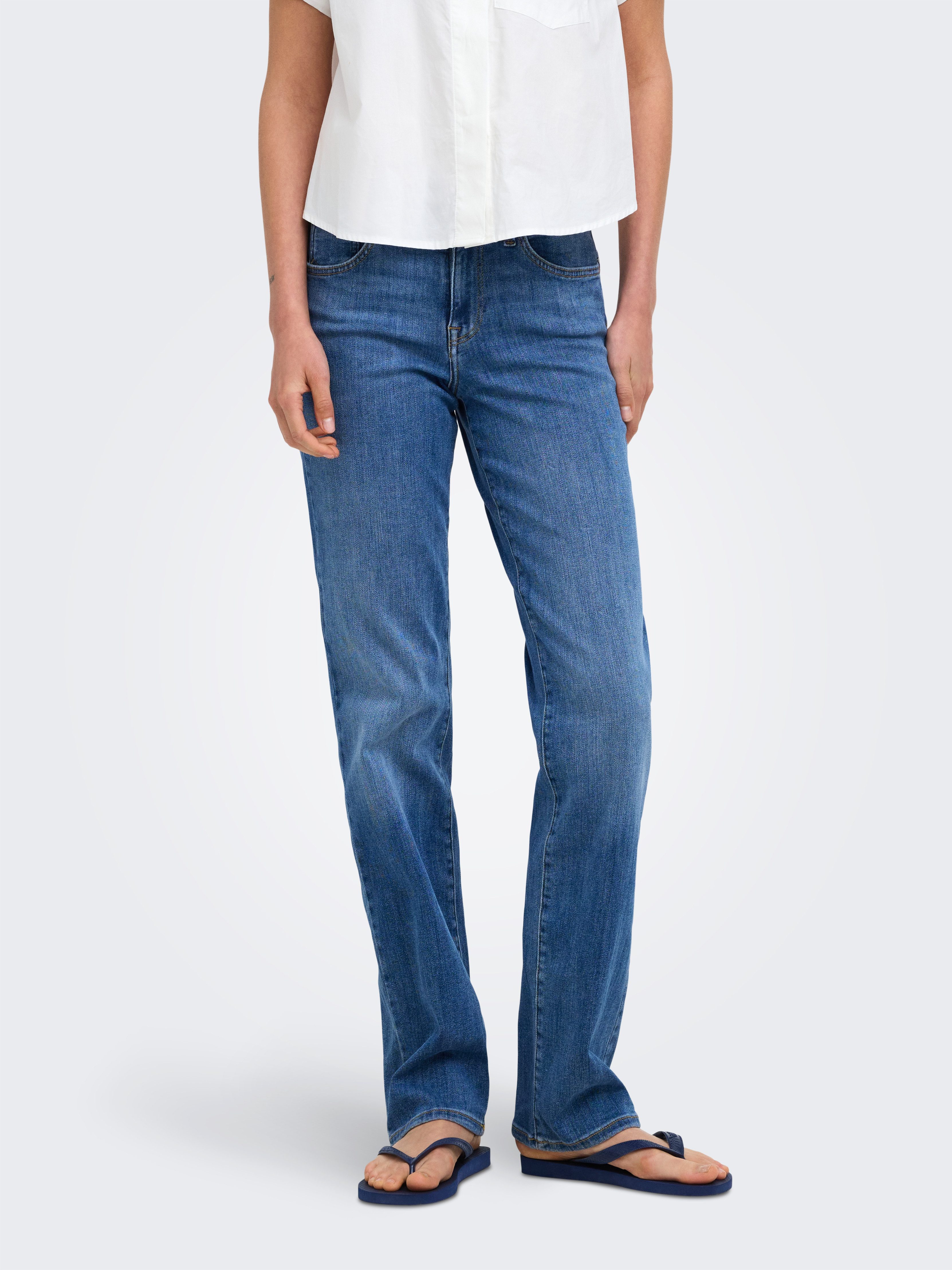 ONLY Slim-fit-Jeans ONLPOWER MW PUSH UP SLIM STRAIGHT DNM Baumwollmischung, mid waist, slim fit