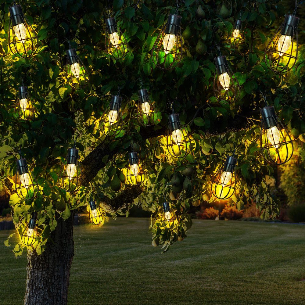 NOWA LED Solarleuchte, LED-Leuchtmittel fest verbaut, Warmweiß, LED Solar Lichterkette Aussen Solarlampe Garten Dekoration