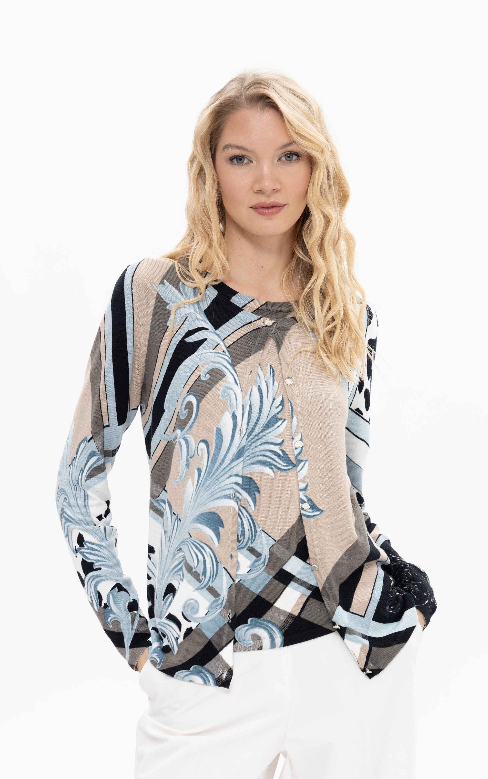 Passioni 2-in-1-Strickjacke im Karomuster-Mix (2-tlg) günstig online kaufen