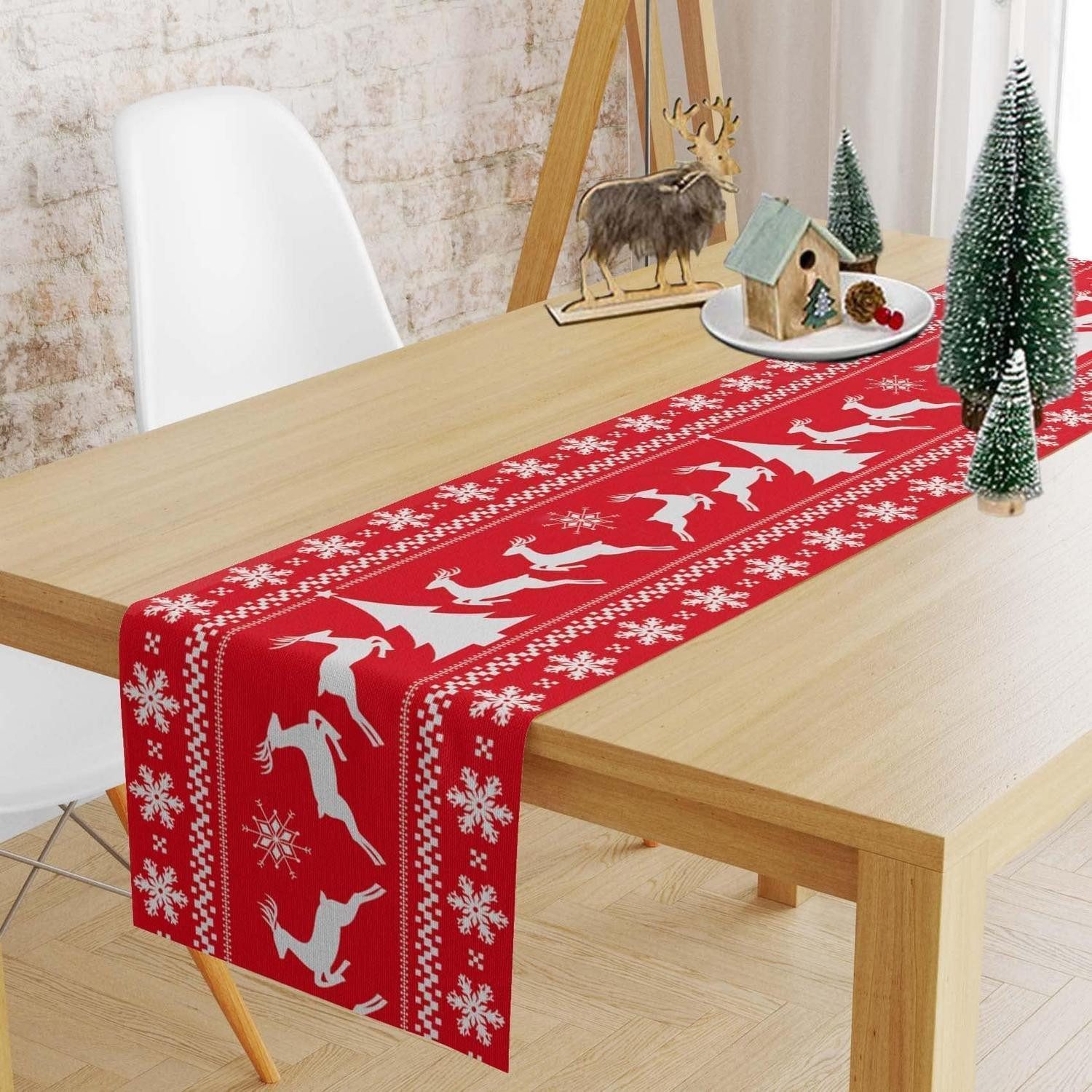 LuxusKollektion Tischläufer Tischläufer Weihnachten Rot 28x270 cm (1-tlg)