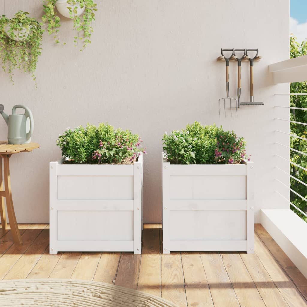 vidaXL Blumentopf Pflanzkübel 2 Stk. Weiß günstig online kaufen