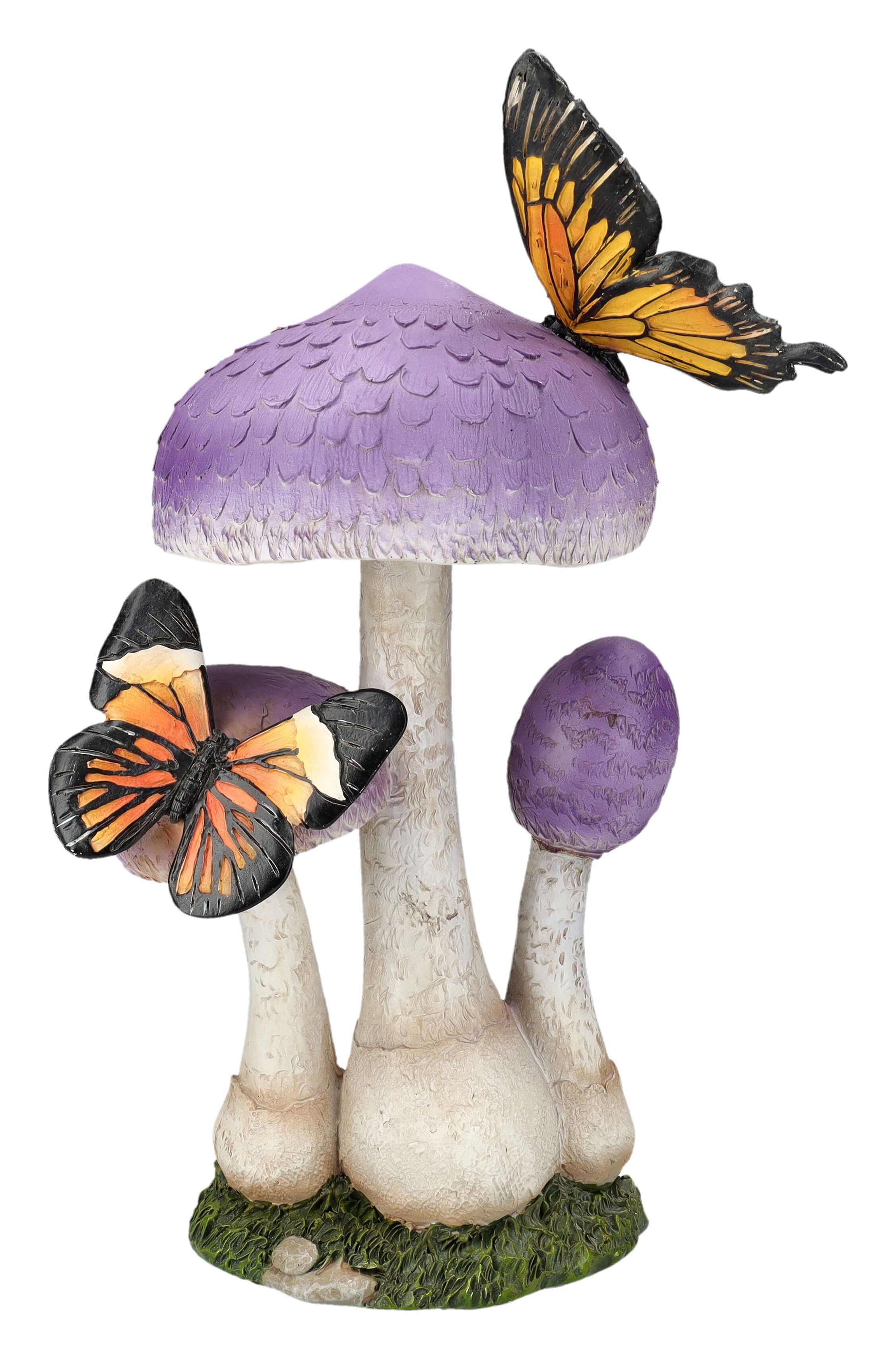 Gartenfigur Mystische Pilzfigur – Lila Garten Statue Deko wetterbeständig 31,5 cm