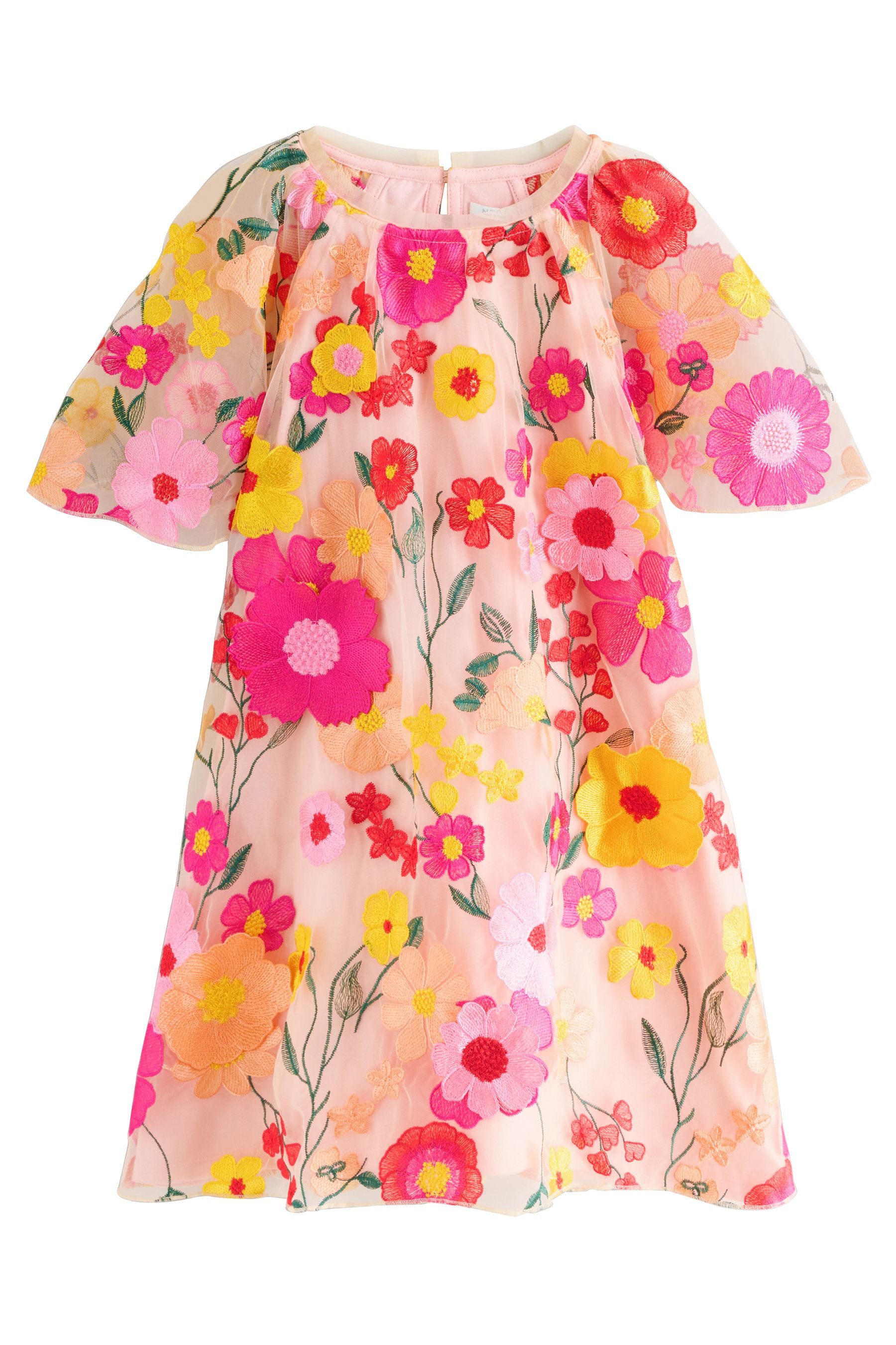 Jerseykleid Festliches Kleid mit 3D-Blumenstickerei