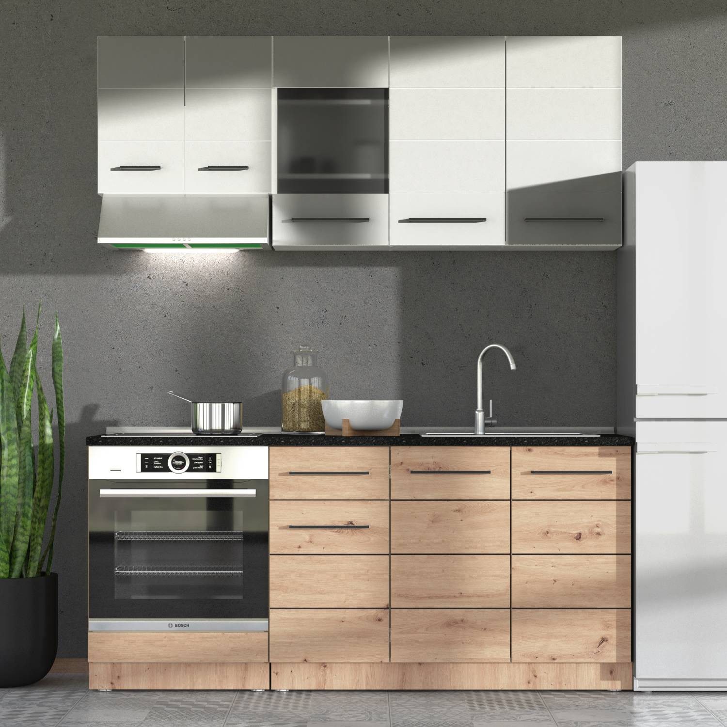 Homestyle4u Küchenzeile 180 cm ohne Geräte günstig online kaufen