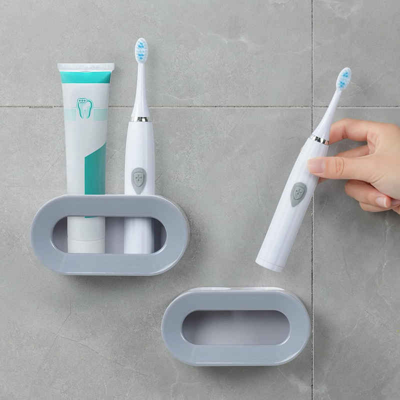 Coonoor Zahnbürstenhalter Universal Zahnbürstenhalter,2PCS Elektrische Zahnbürstenhalter, (2-St), Wandmontage mit Ablaufloch, Ohne Bohren, für Badezimmer
