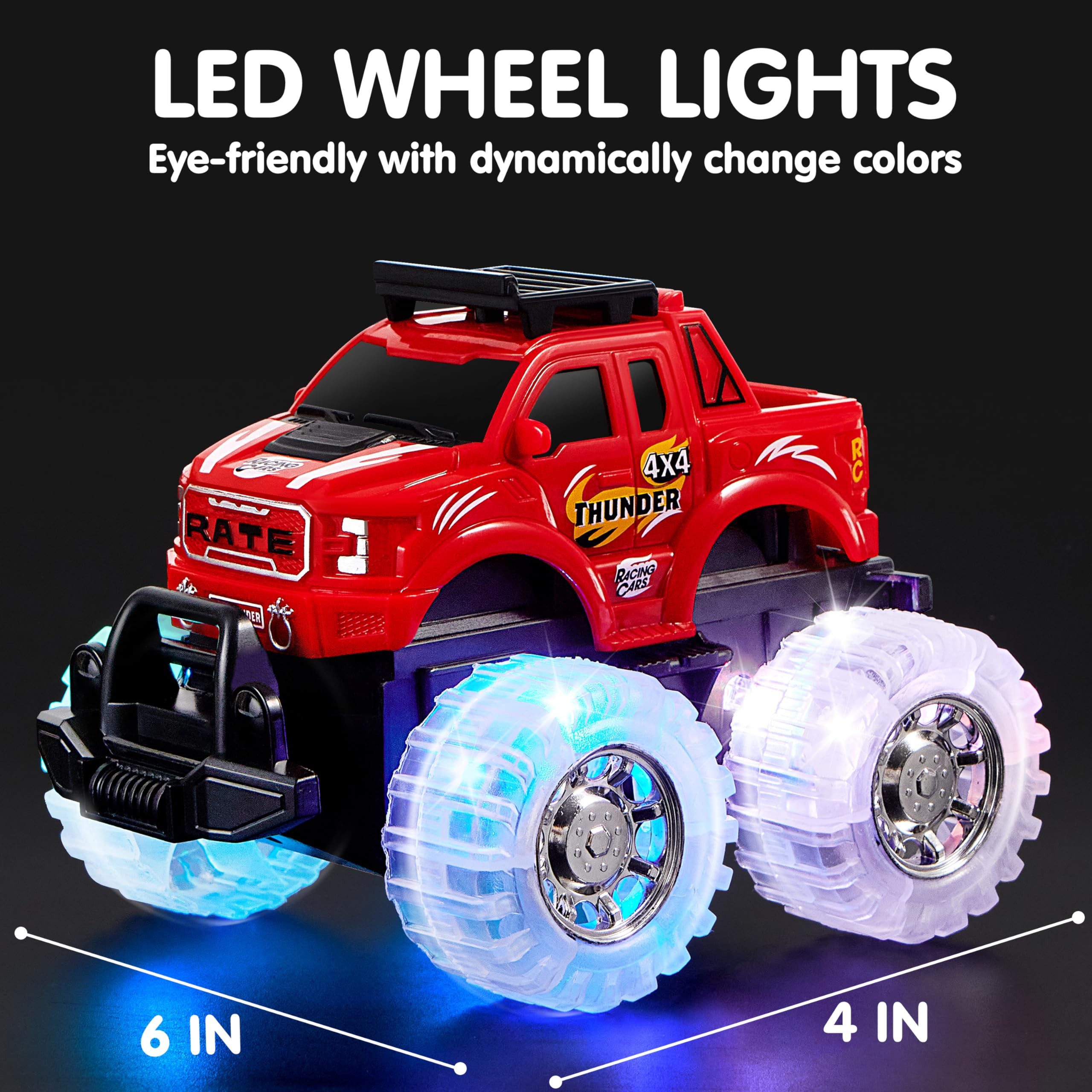 JOYIN Spielzeug-Monstertruck JOYIN 3PCS LED Monster Trucks Auto Spielzeug ab 1 2 3 4 Jahre Junge, (3-tlg)