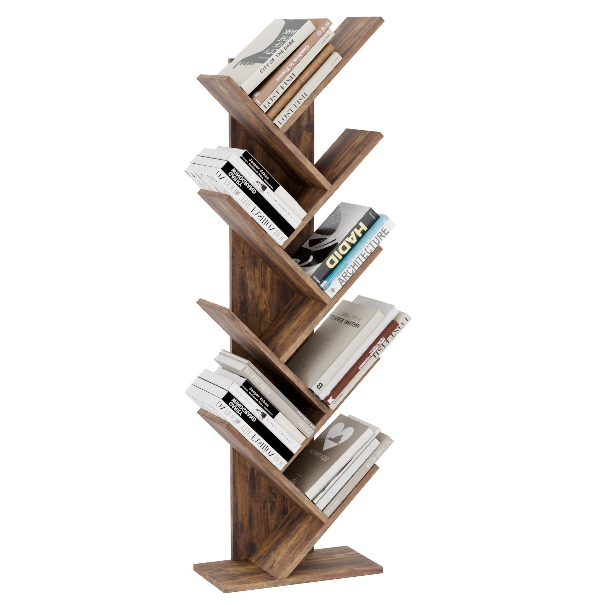 Mondeer Bücherregal in Baumform aus Holz Bücherschrank, Würfelregal exquisites 9 lagiges, einfaches Design und Platzsparen – Bild 3 von 5
