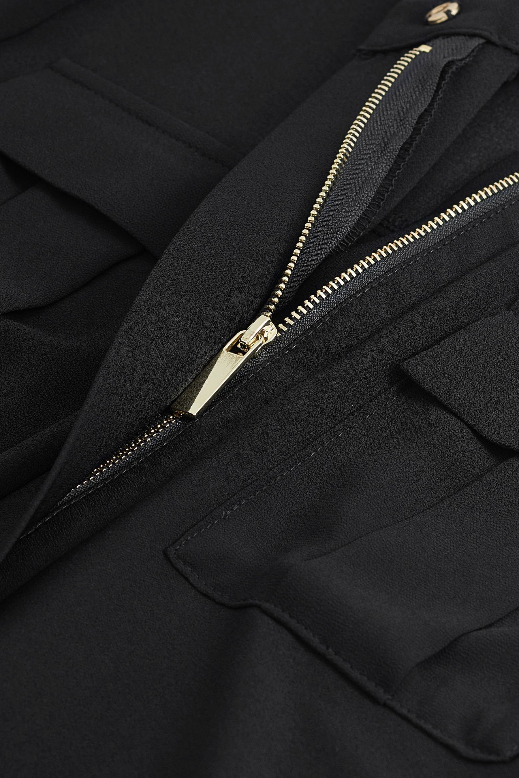 (1-tlg) Langarmbluse Utility-Tasche Black Bluse mit Next Frontreißverschluss und